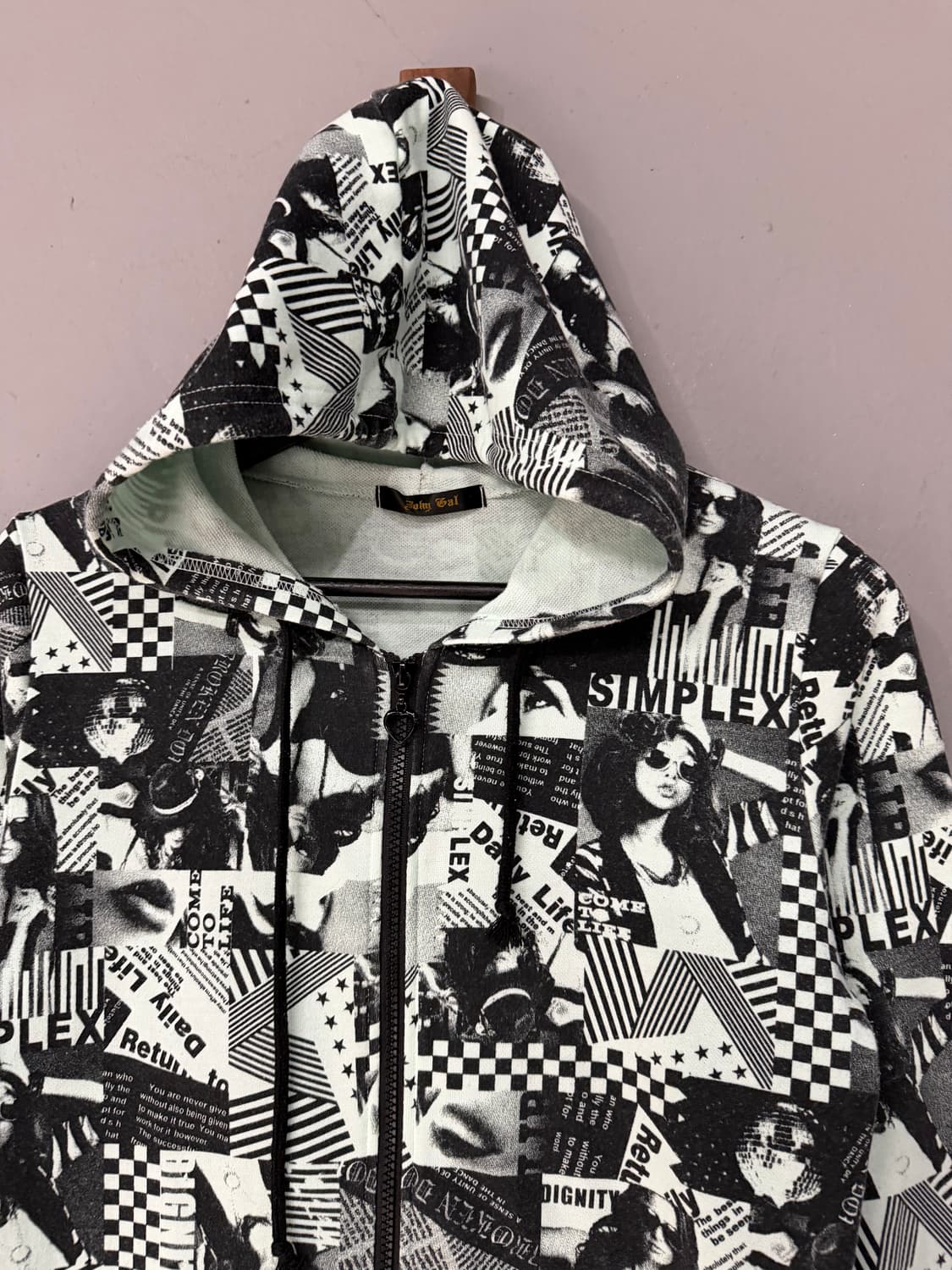 y2k printing detail mint hood zip-up 상품이미지7