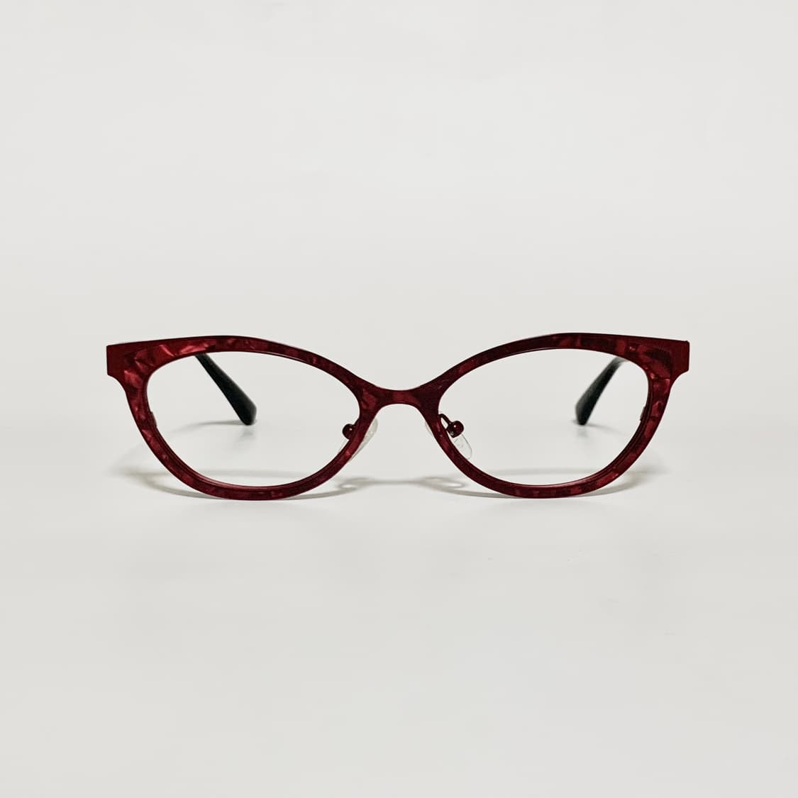 1001 빈티지안경 캣아이 긴다리 가벼운 메탈 마블 패턴 레드 데드스탁  상품이미지2