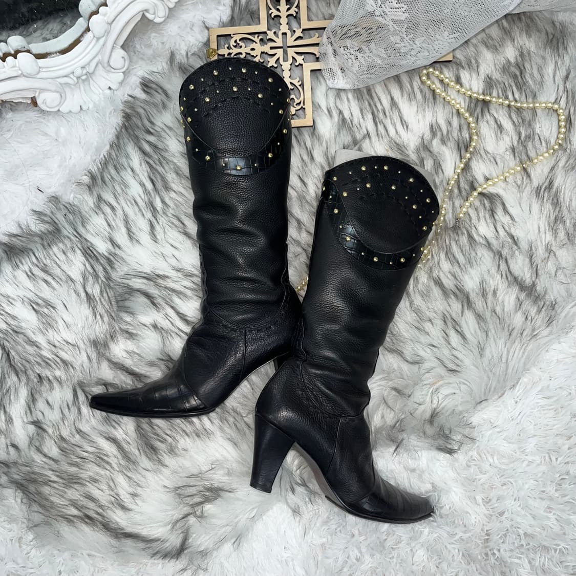 빈티지 스터드 부츠 상품이미지1