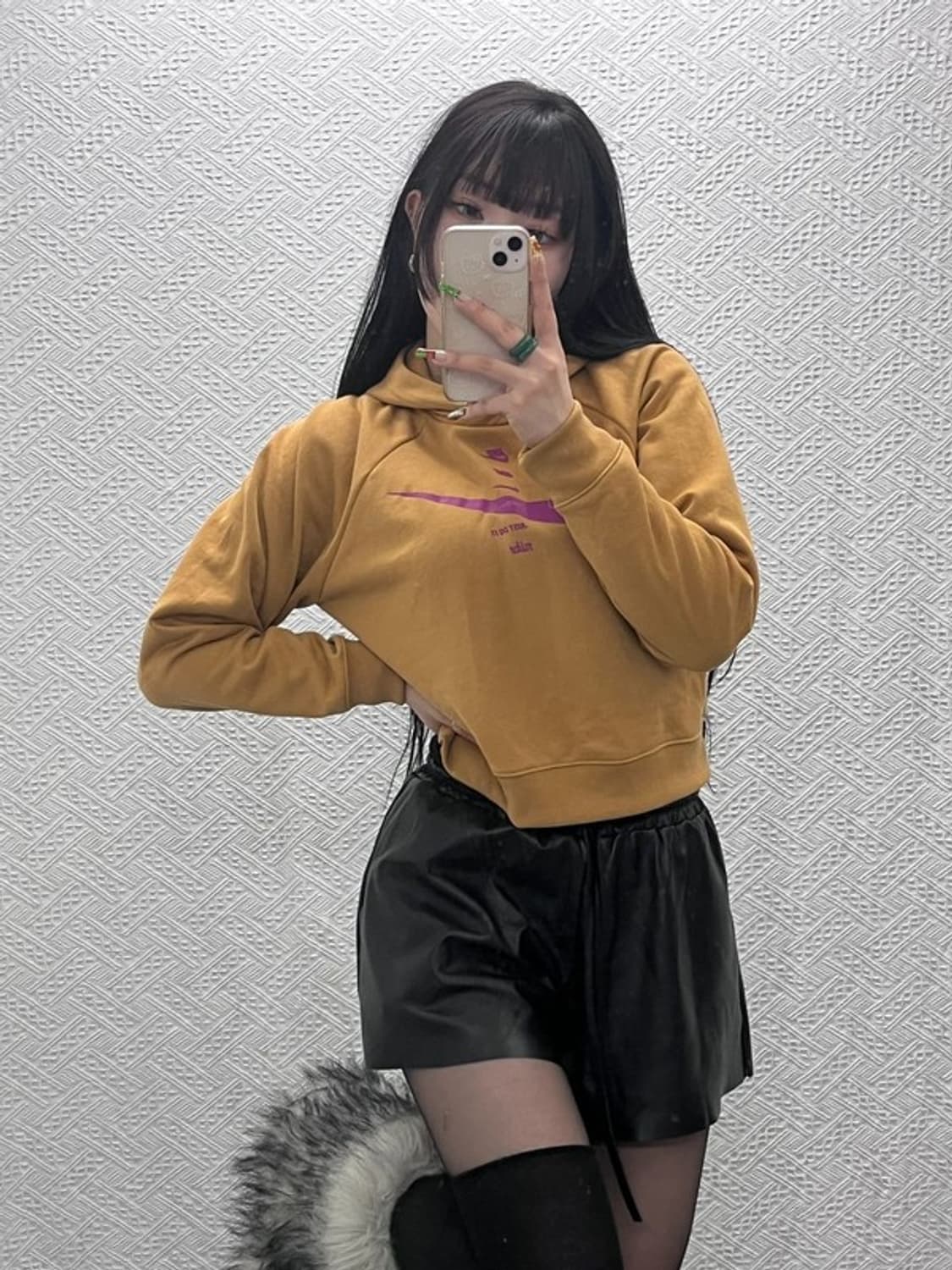 나이키 올드스쿨 레트로 스우시 크롭 기모 후드티 M C09464 상품이미지1