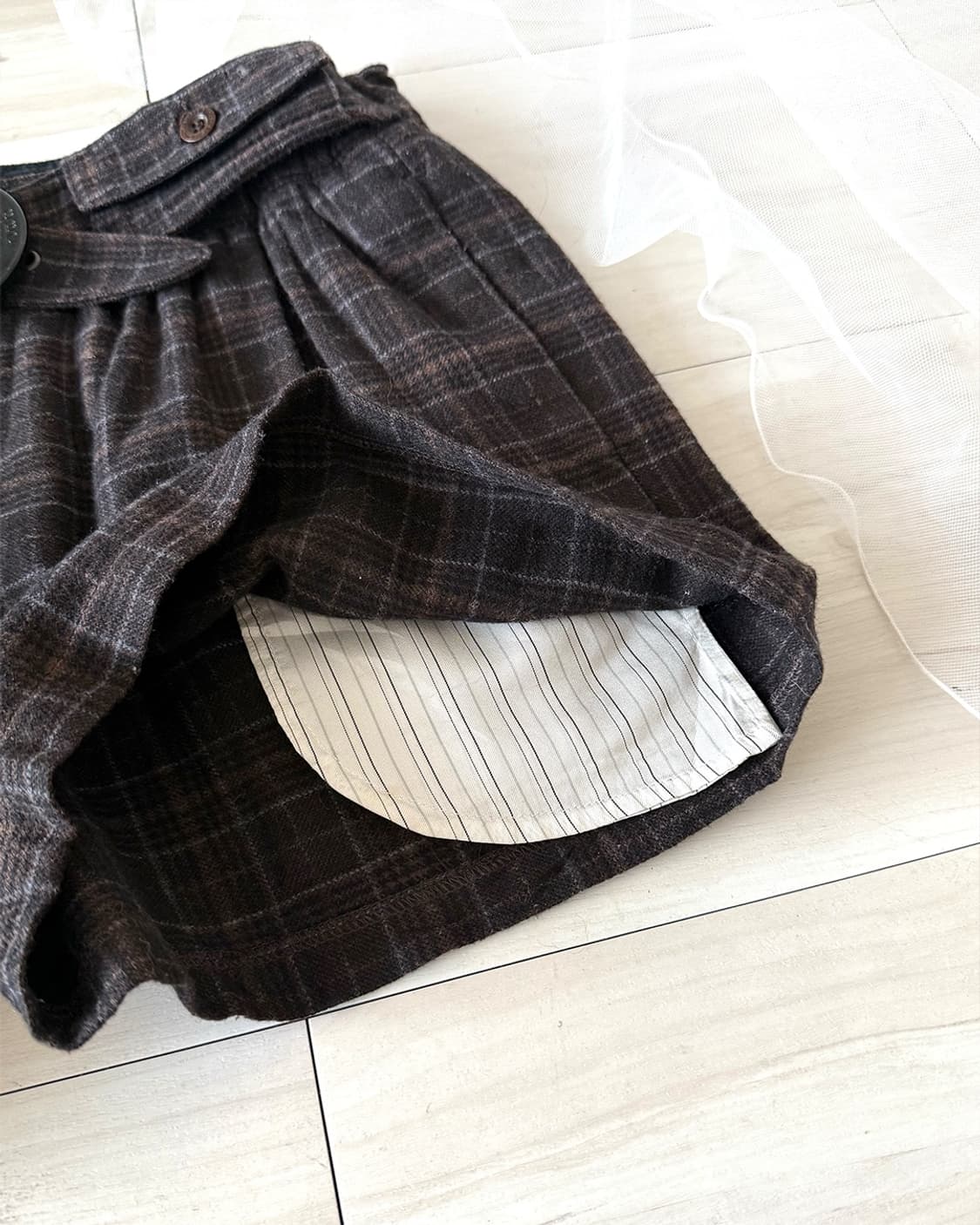 Deep mocha brown lana wool short pants 상품이미지9