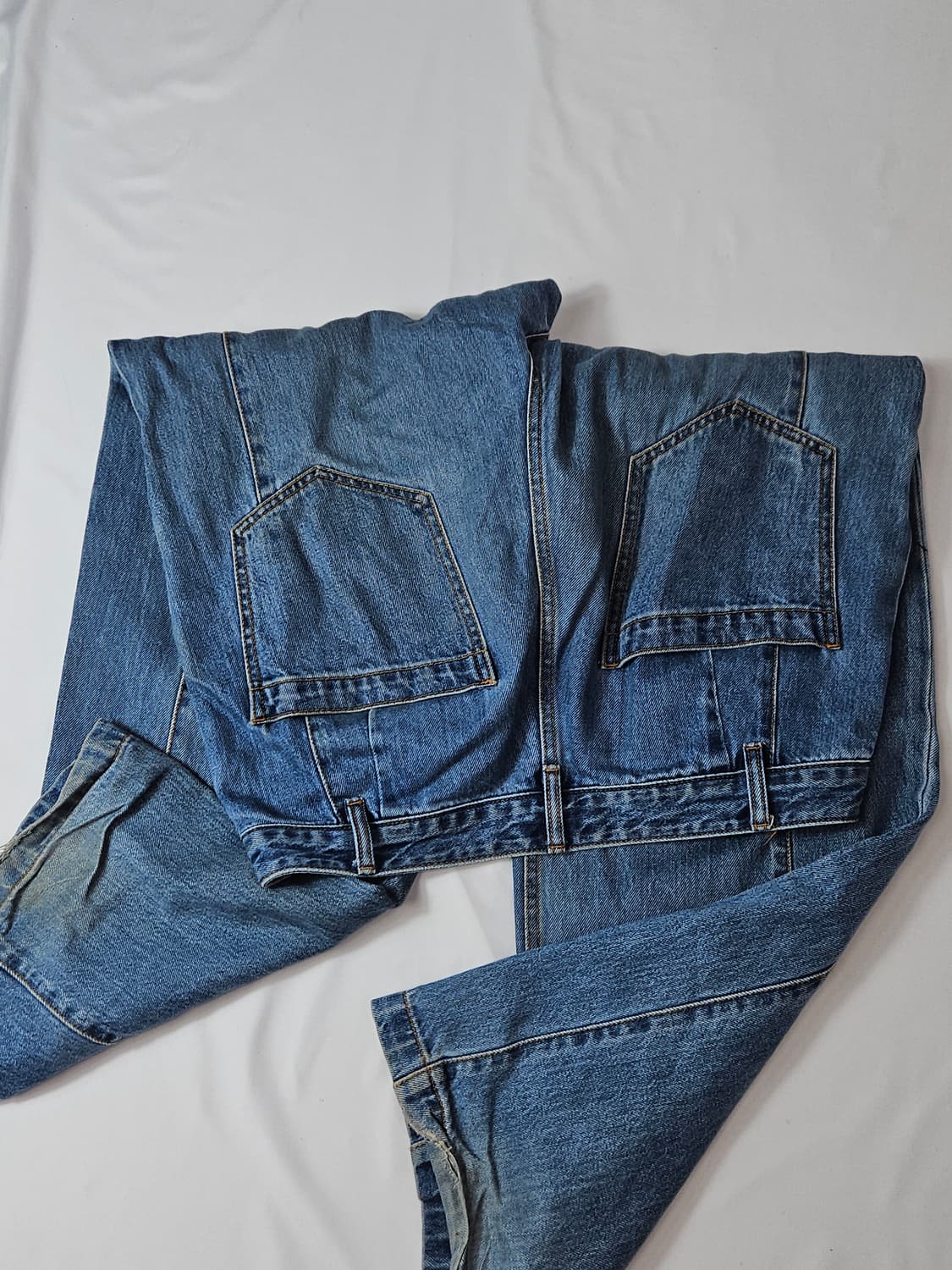 IEY 이에이 핀턱 와이드 데님팬츠 데미지 진 청바지 L 3사이즈 상품이미지6