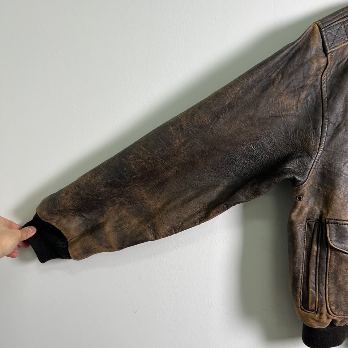 90's 아비렉스 A-2 플라이트 레더 봄버 자켓 38 상품이미지6