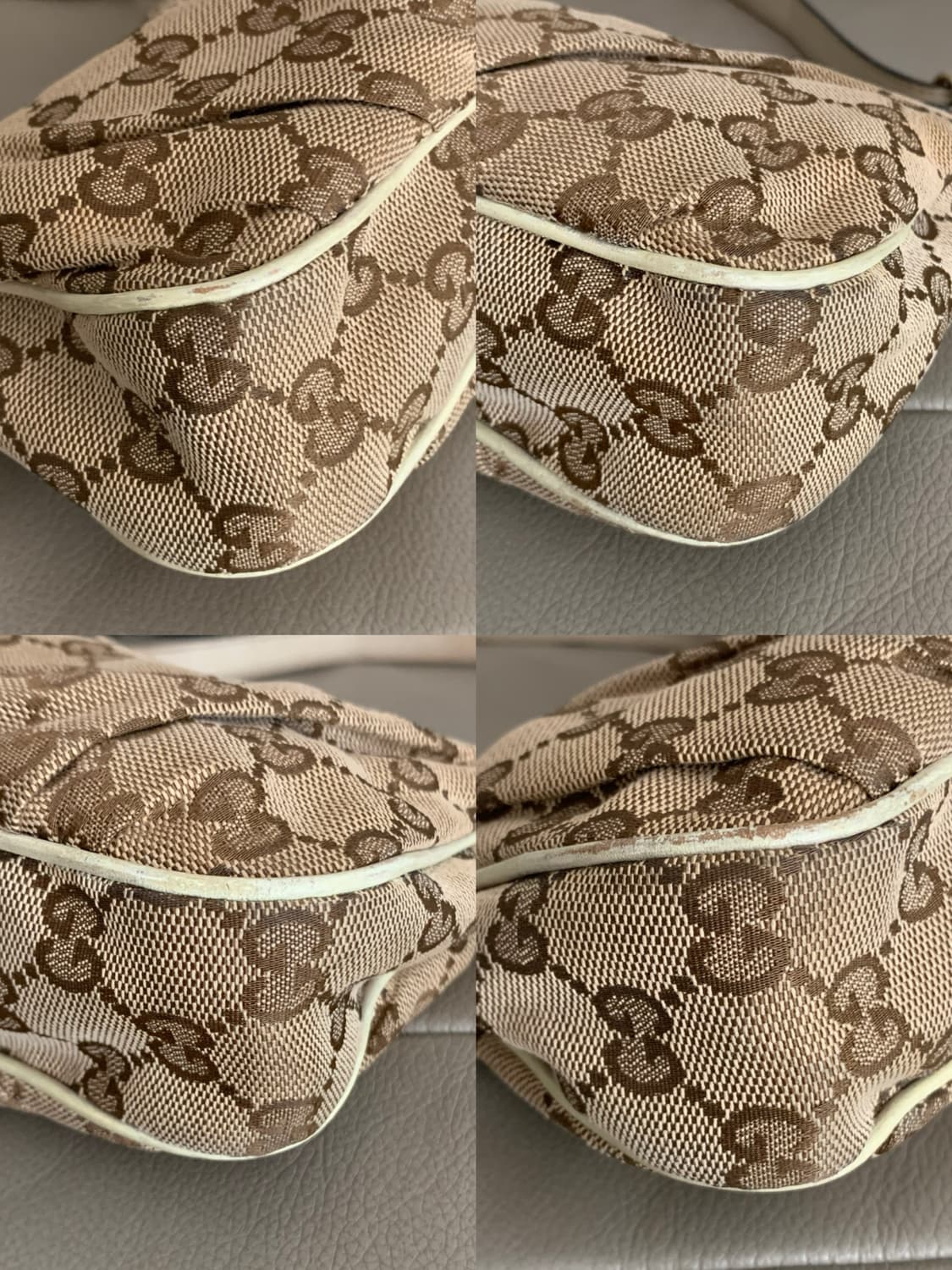 🤍 Gucci 캔버스 GG 미니 자가드 하트 로고 참 바게트 백 상품이미지4