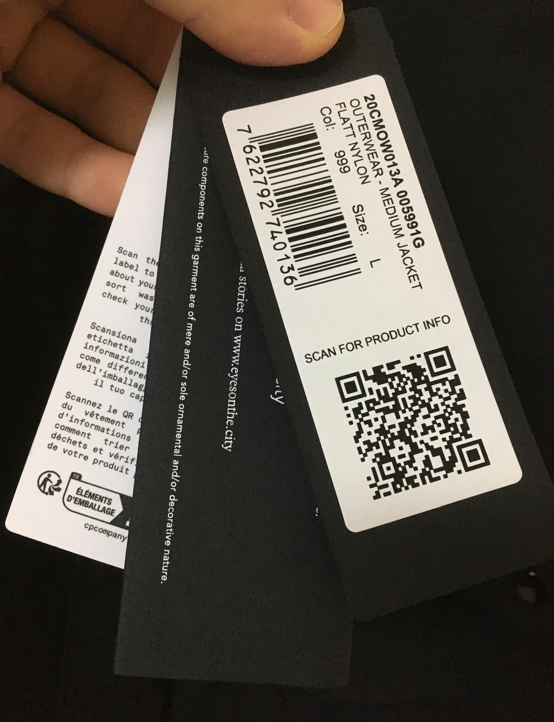 씨피컴퍼니 FLATT NYLON GOGGLE JACKET 블랙 판매합니다 상품이미지9
