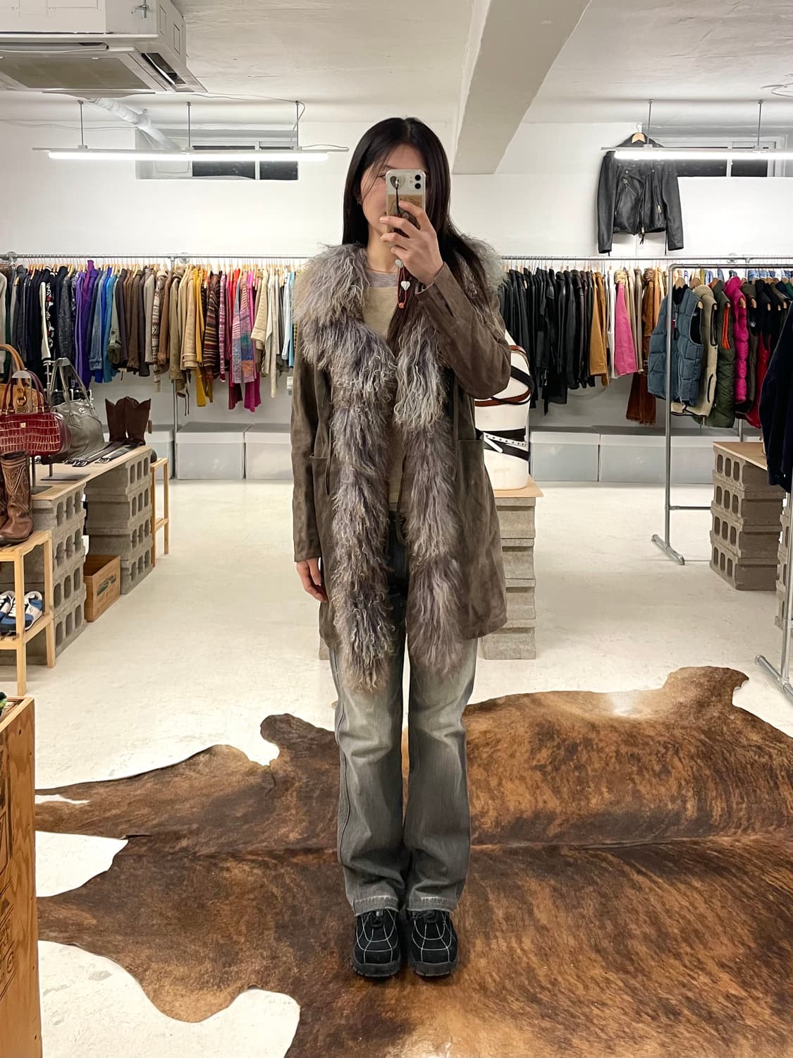 VTG fur suede coat 스웨이드 퍼 코트 상품이미지1