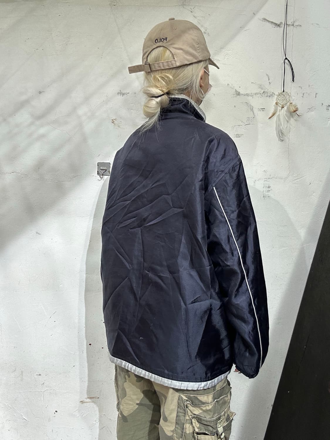 헤드 네이비 올드스쿨 오버핏 바람막이 트랙 자켓 L 상품이미지3