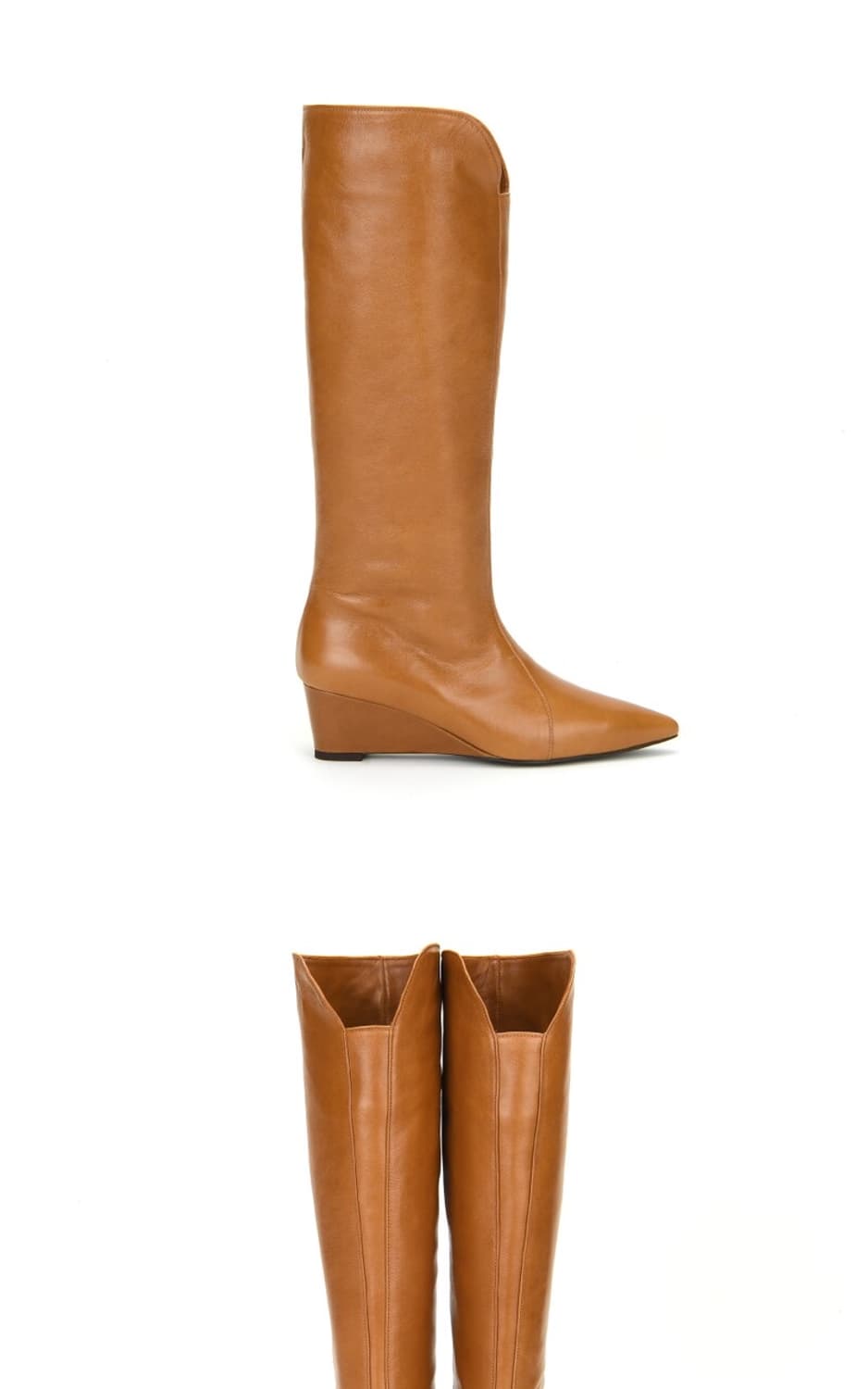 three to eighty 롱부츠 curved wedge leather 상품이미지2