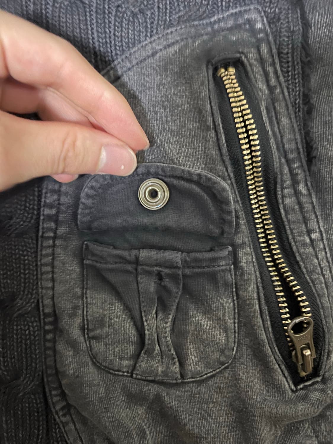 빔즈 그런지 니트 믹스드 후드집업 상품이미지3