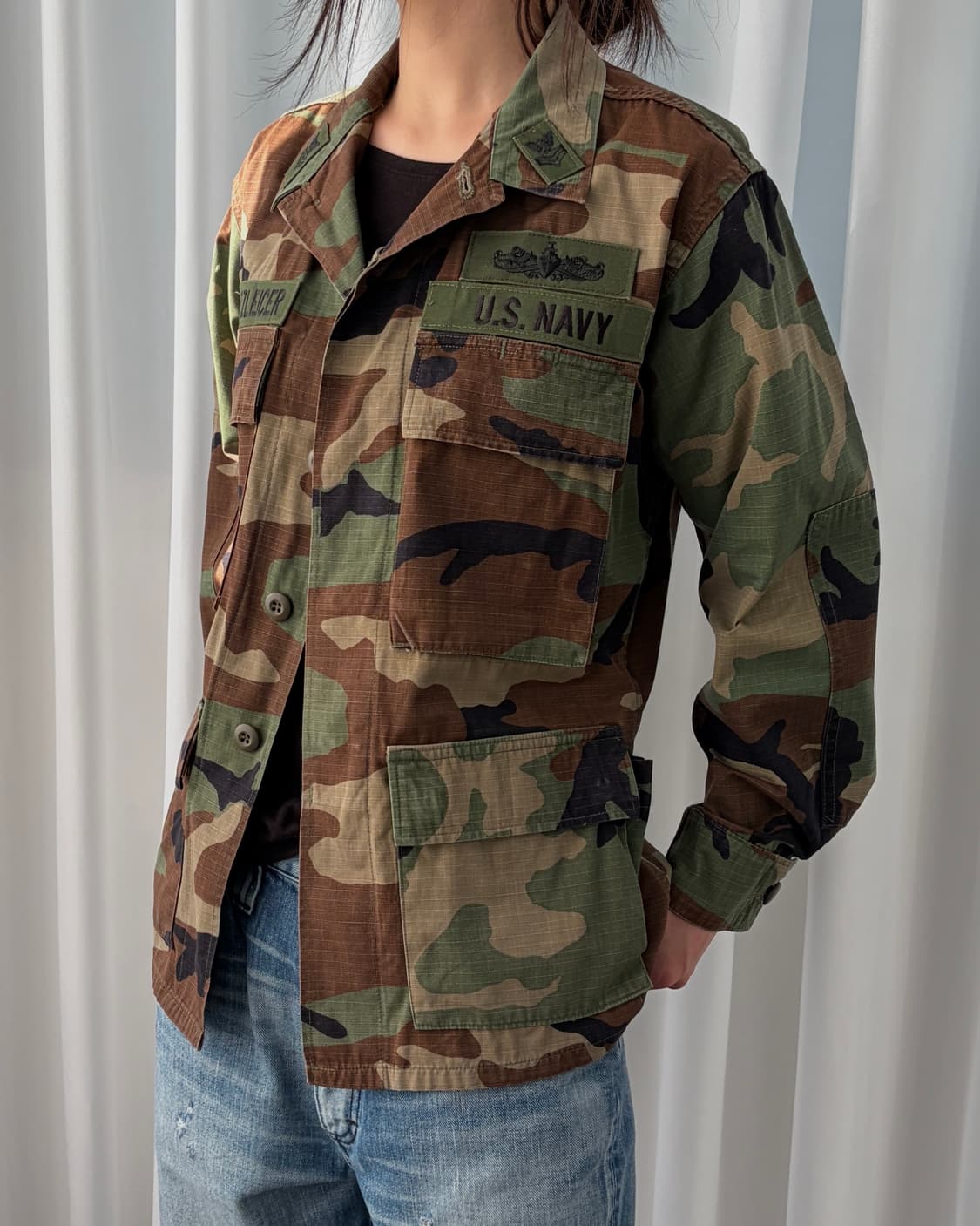[XS]US NAVY 미군 90s 우드랜드 BDU 셔츠 자켓 상품이미지1