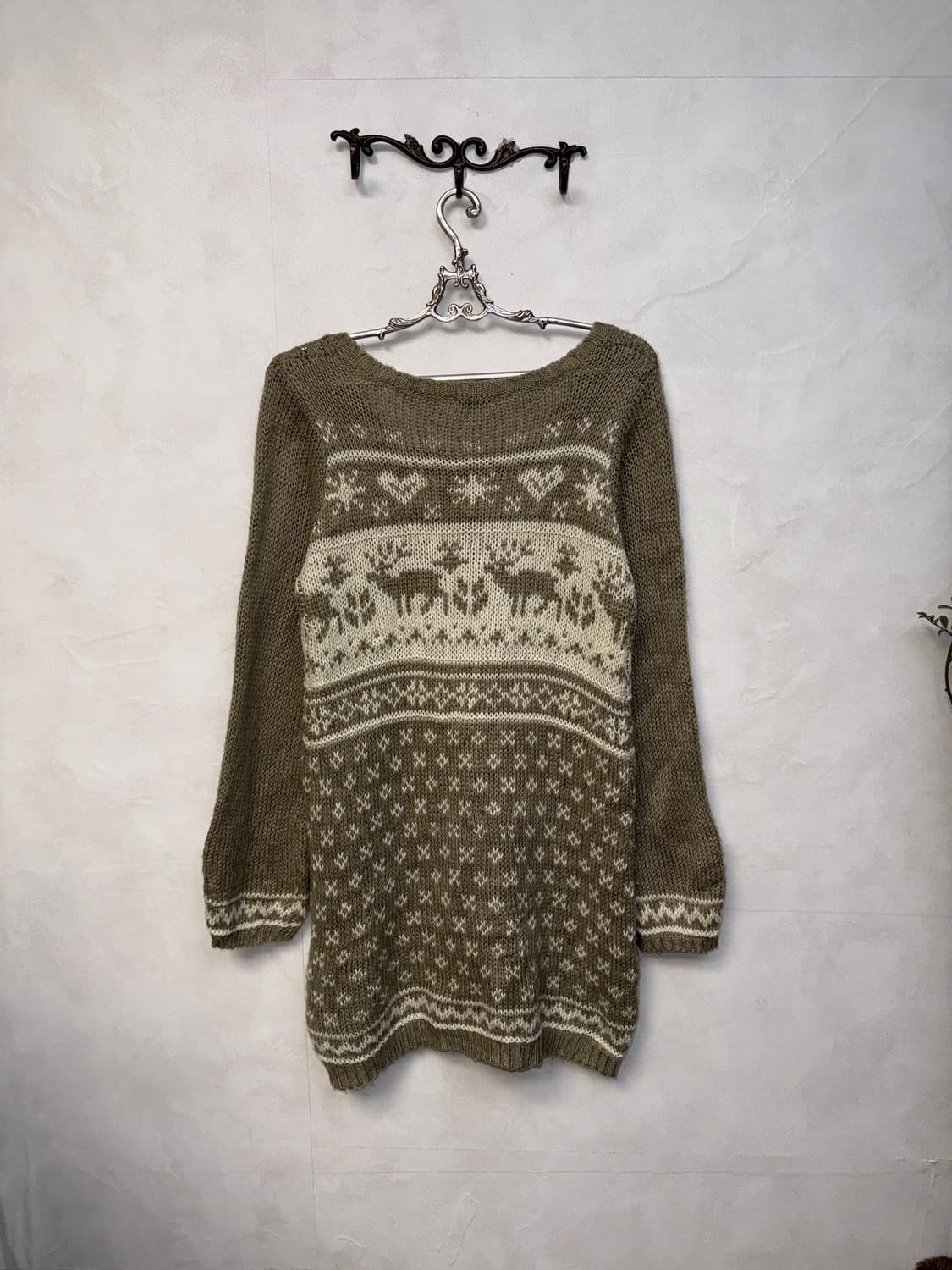 Ash brown winter mood pattern knit ops 상품이미지5