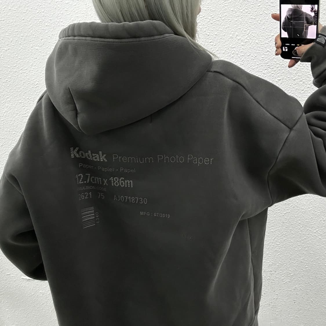 코닥 미니로고 차콜 후드집업 L 상품이미지2