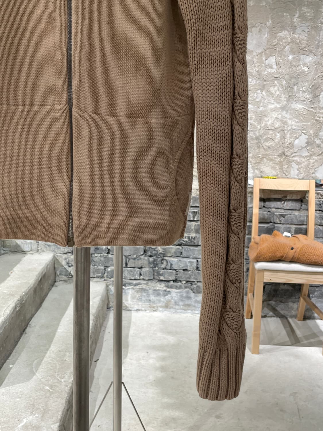 아르마니 익스체인지 베이지 슬림 니트 집업 자켓 상품이미지5