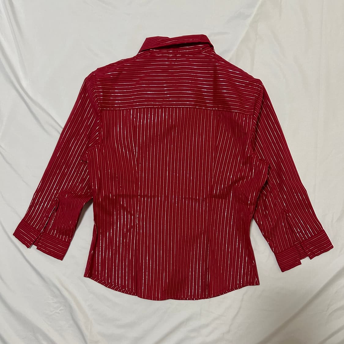 빈티지 레드 스트라이프 폴리 나일론 7부 셔츠 상품이미지7