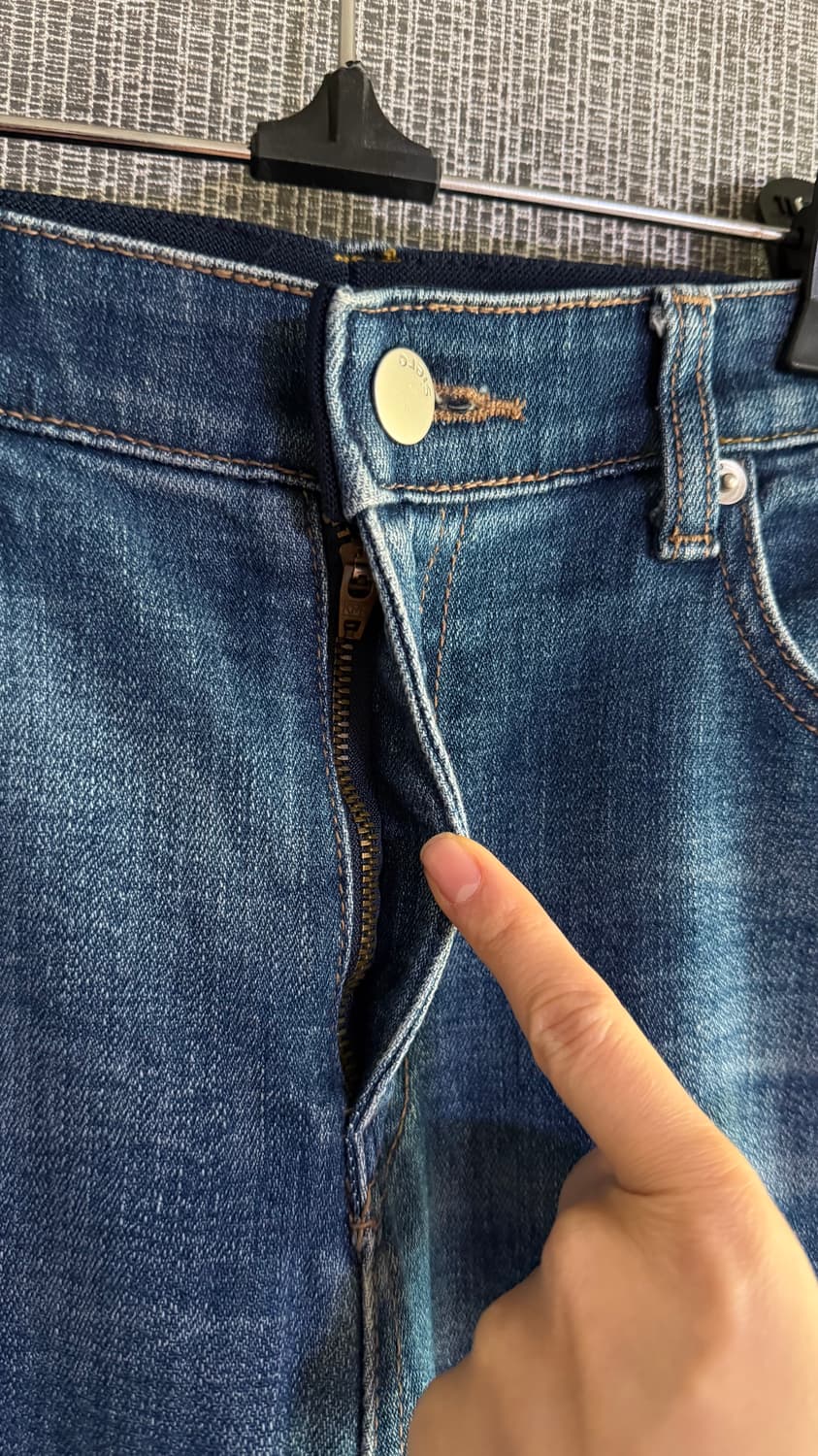 시에로 siero 밑단 내추럴 컷팅 허리 속밴딩 중청 일자 데님 팬츠 상품이미지3