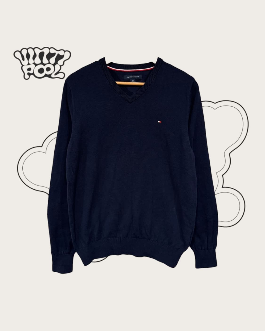 타미힐피거 브이넥 니트 S 네이비 상품이미지1