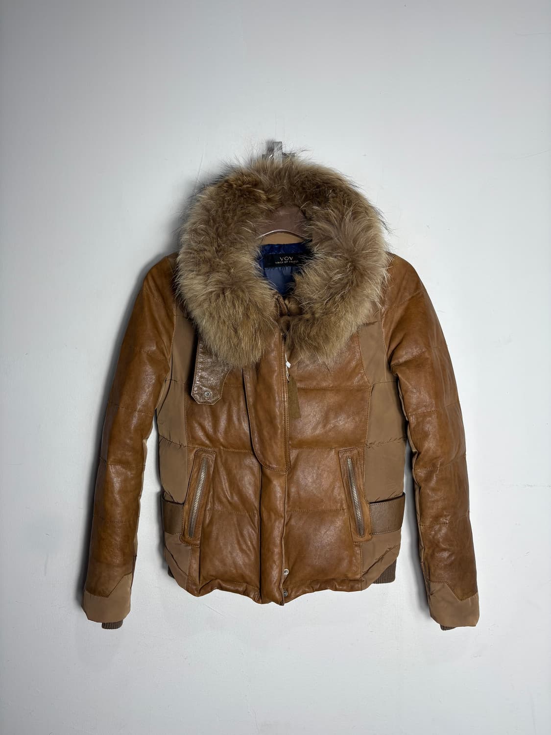 Vov 보브 퍼 카라 가죽 디테일 패딩 상품이미지2