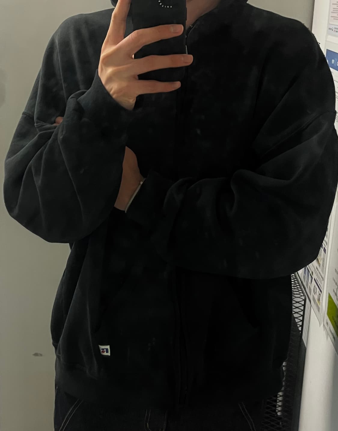 90s 빈티지 러셀 후드집업 블랙 상품이미지6