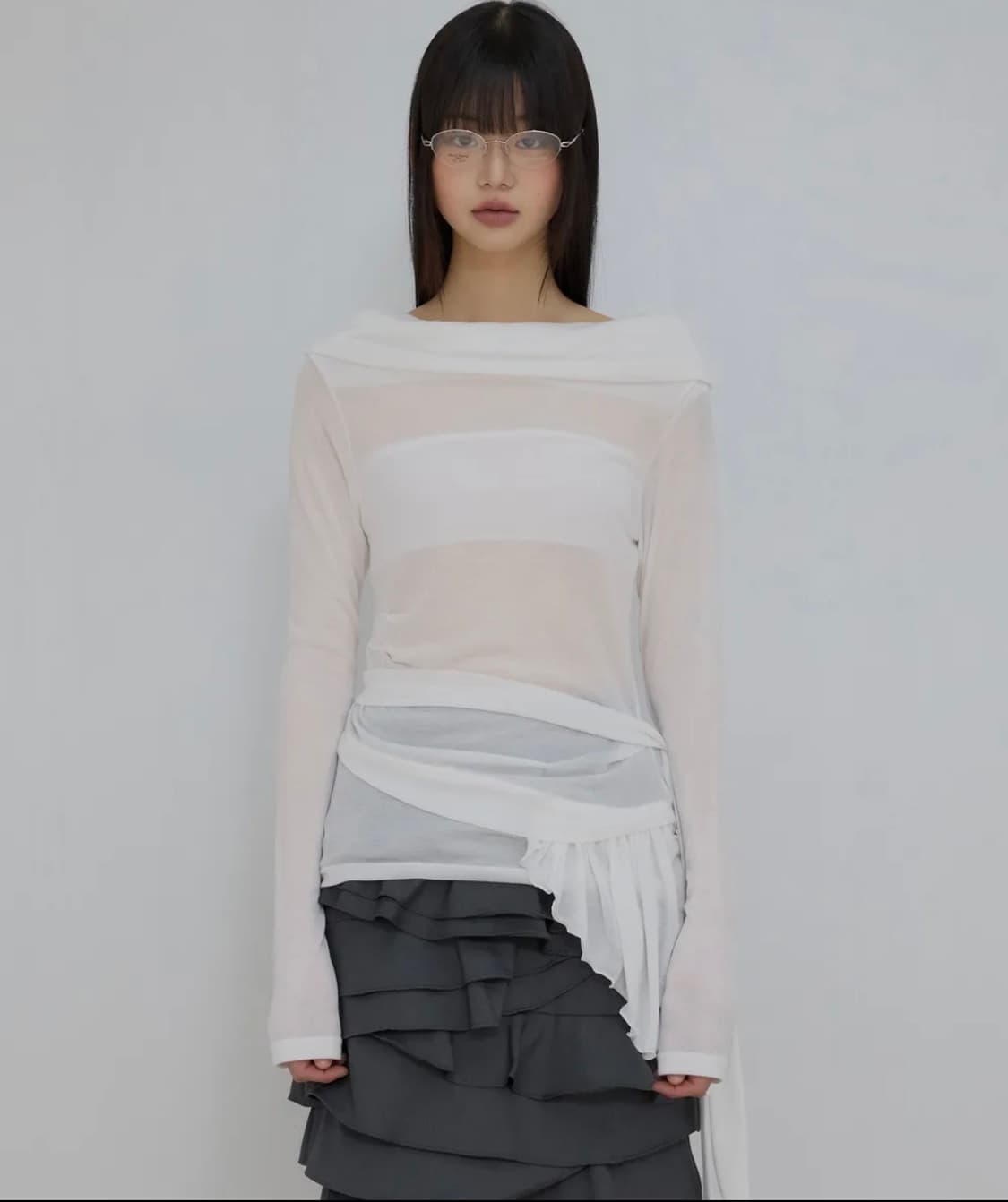 플레어업 Faye Frill Long Sleeve 화이트 상품이미지1