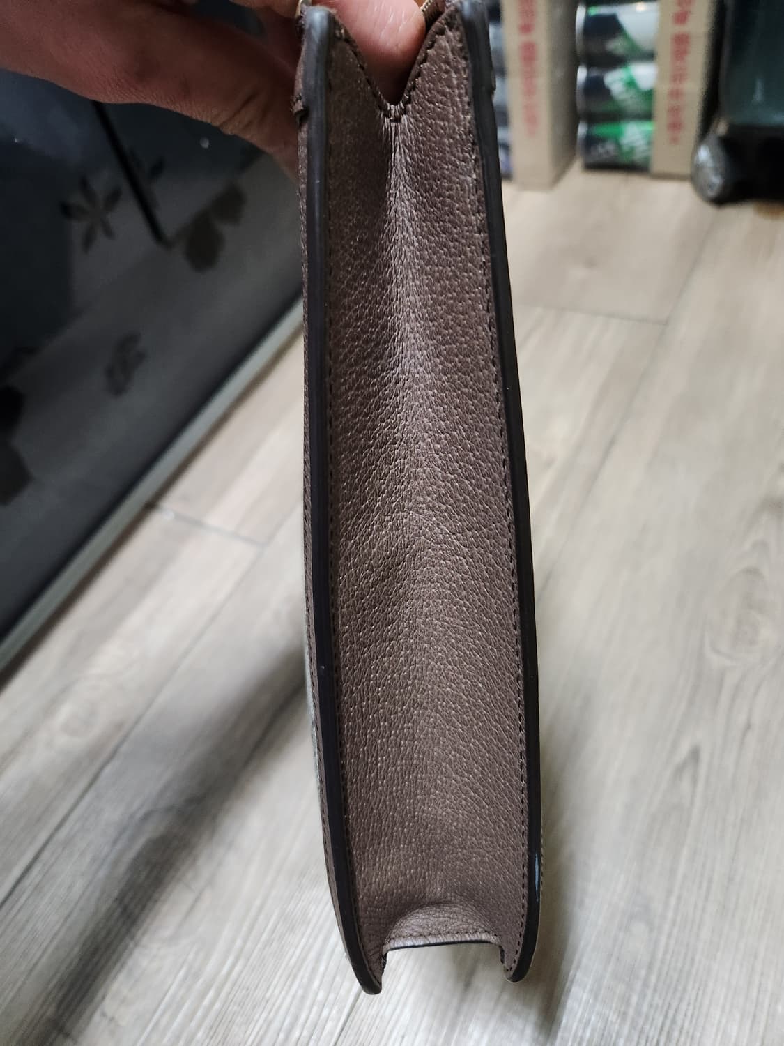 구찌 오피디아 GG 수프림 캔버스 포트폴리오 케이스 베이지 에보니 브라운 상품이미지4