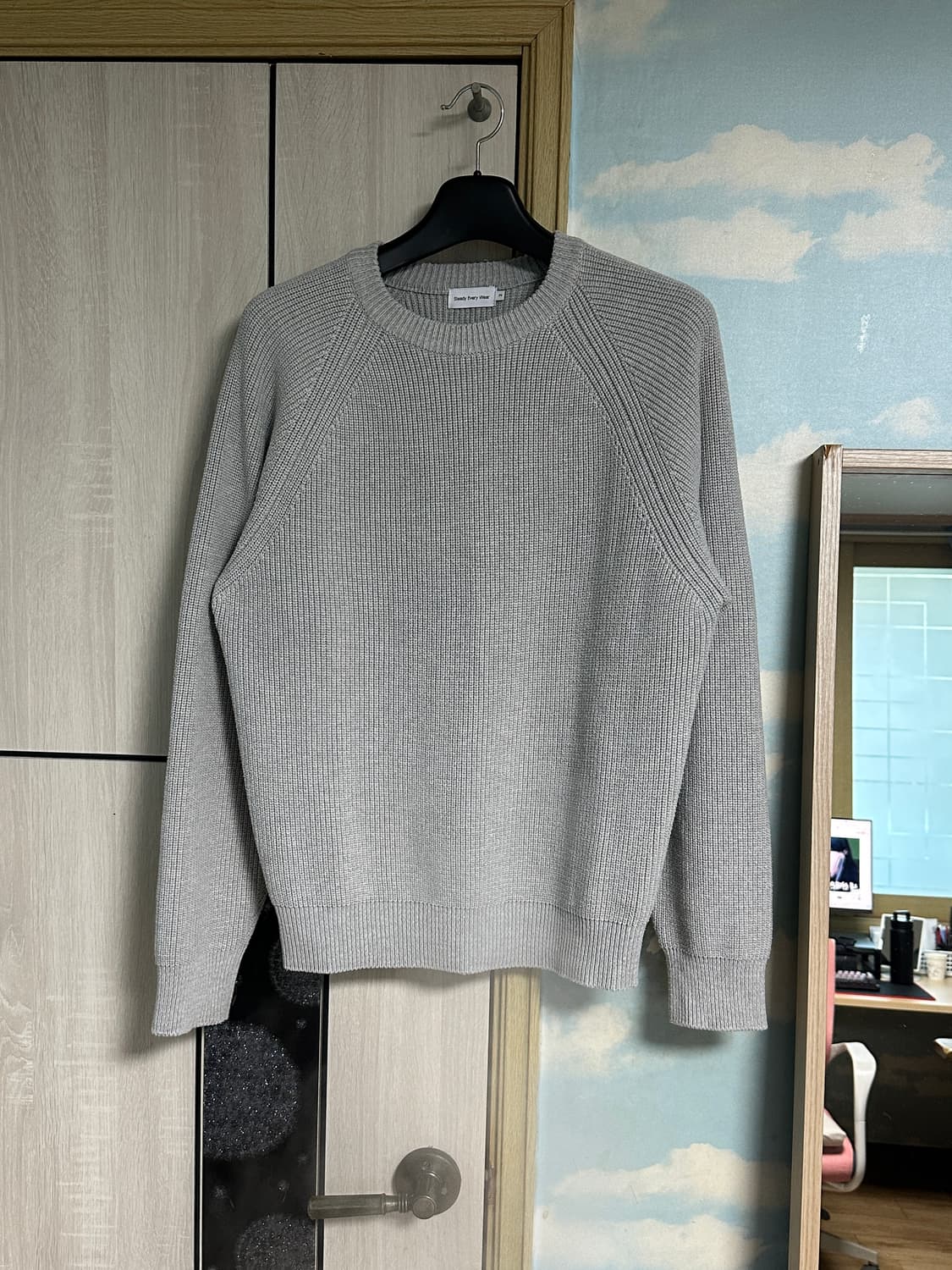 (2) 스테디에브리웨어 코튼 피셔맨 니트 (그레이 멜란지) 상품이미지2