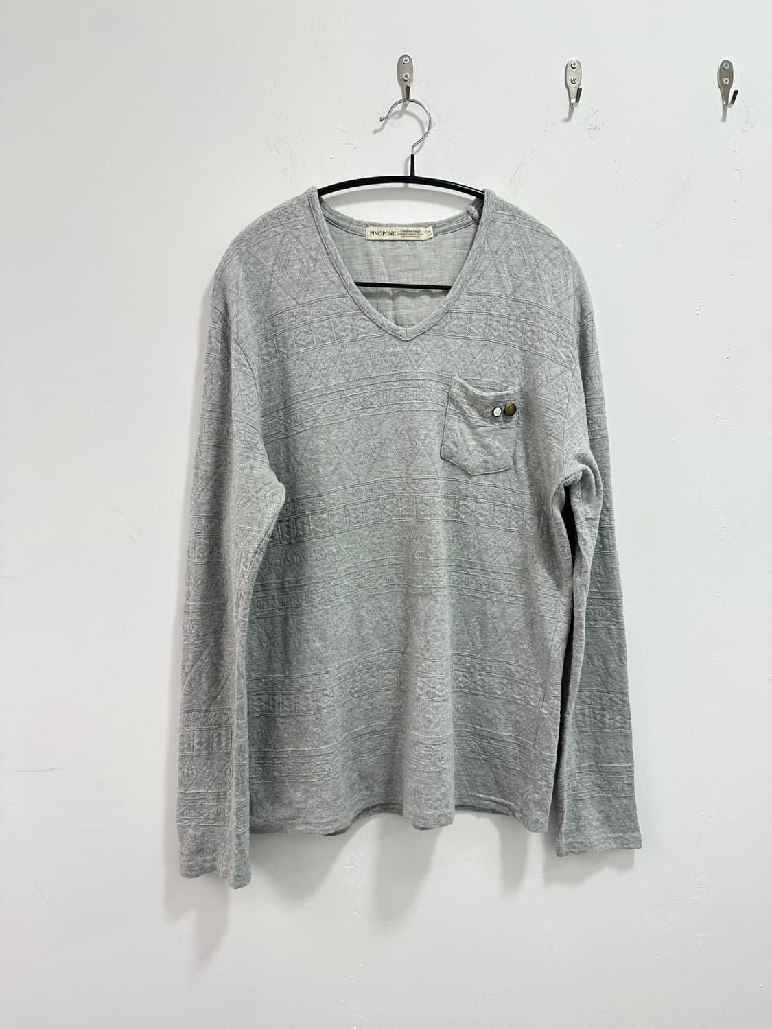 PINC PONC v neck geometric knit sleeve 상품이미지2