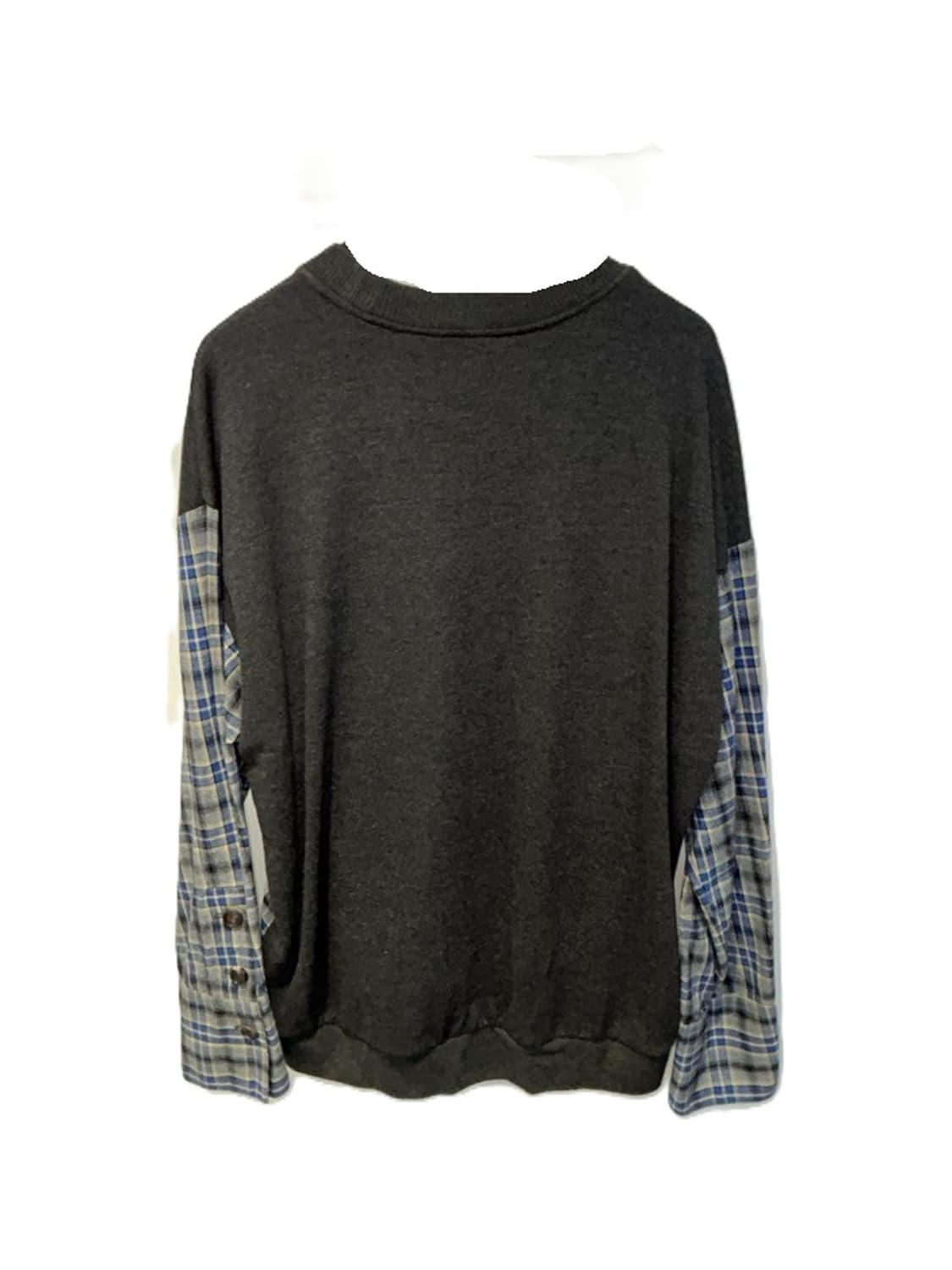 솔리드옴므 체크 배색 맨투맨 상품이미지2