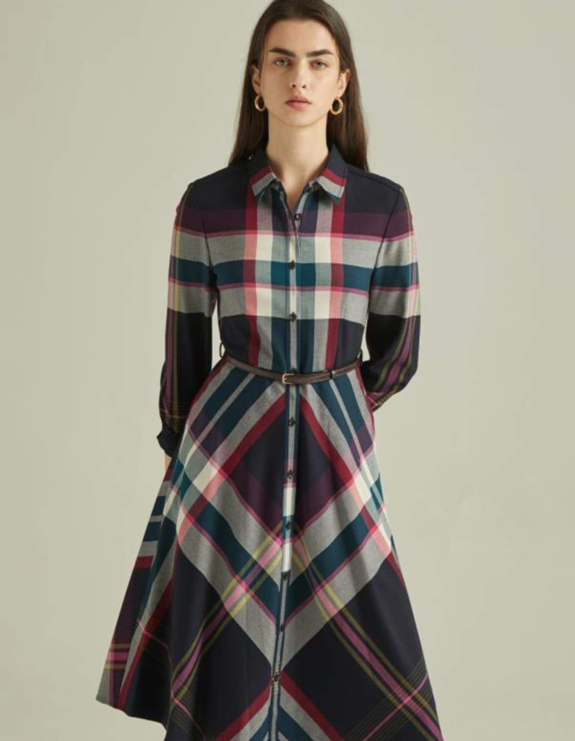 새상품) 헤지스 네이비체크 셔츠원피스 90(55사이즈) 상품이미지1