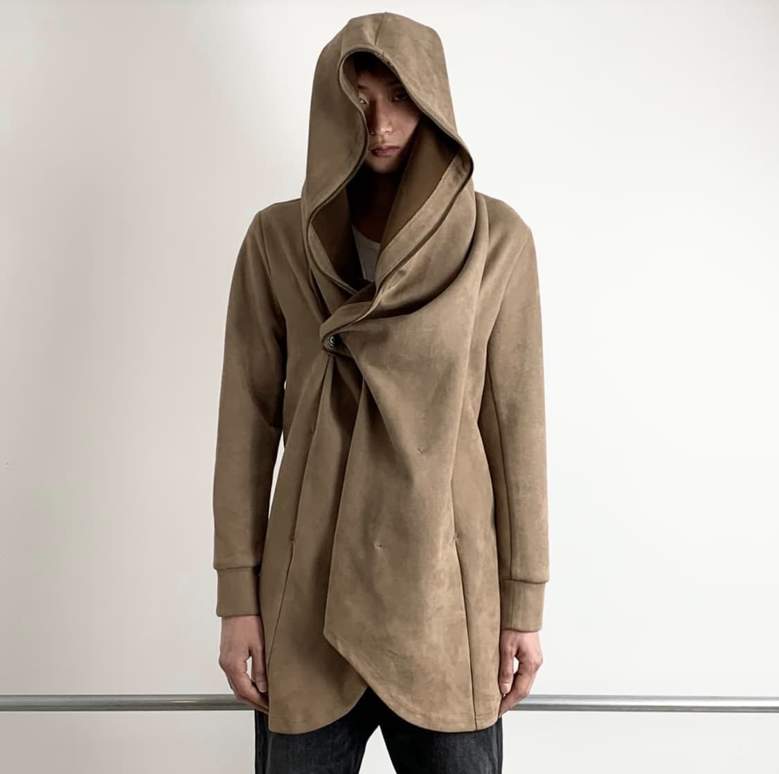 Tornado Mart 빅 후드 풀집업 비대칭 드레이프 자켓 상품이미지1