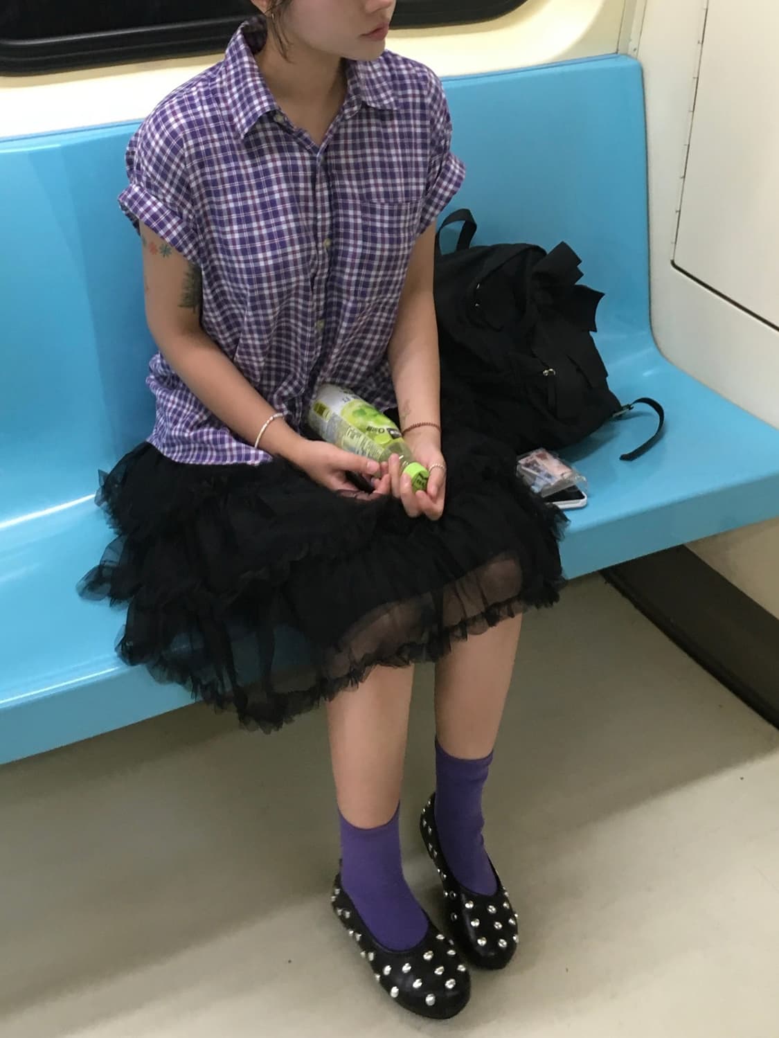 보라 체크 셔츠 상품이미지2