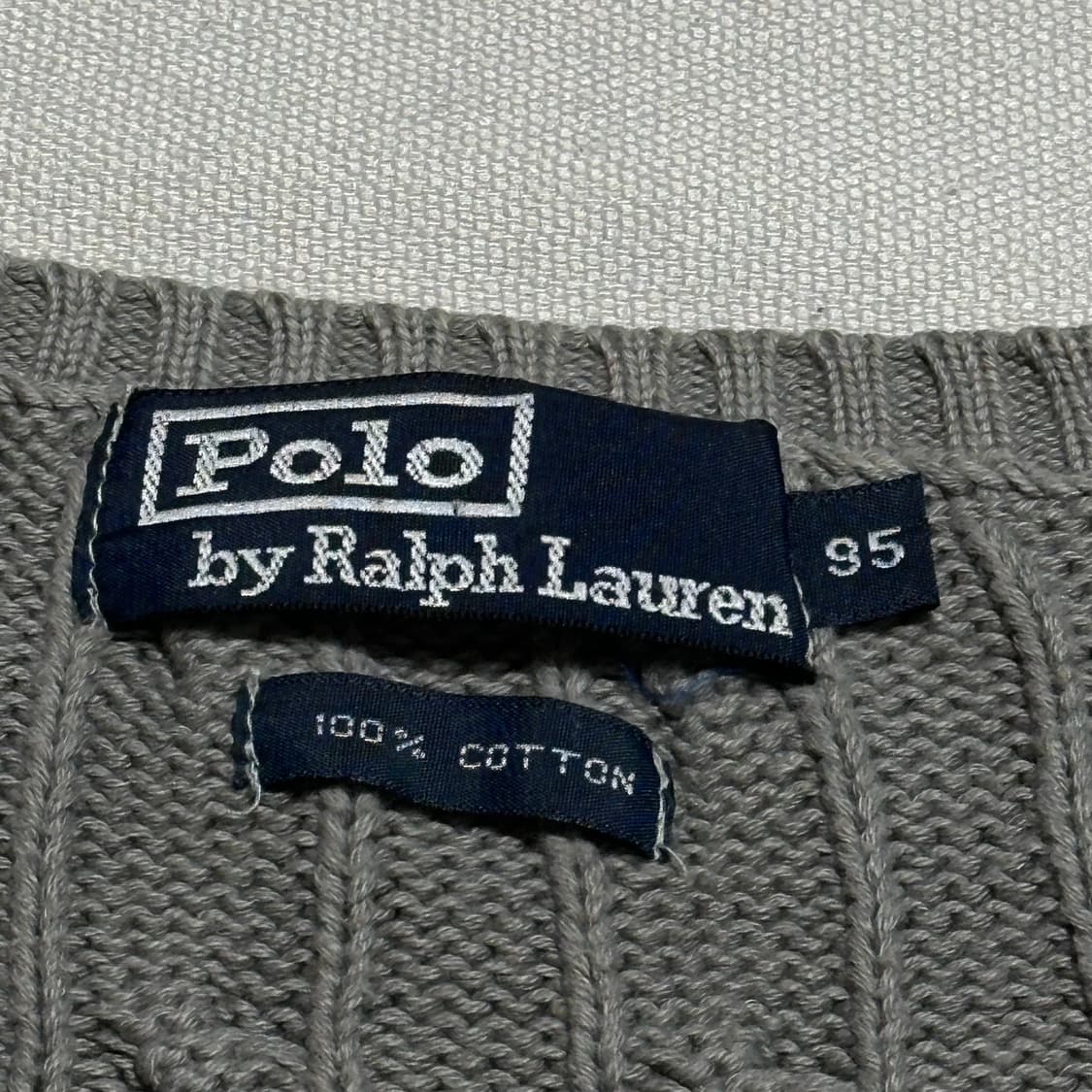 Polo Ralph Lauren 코튼 그레이 브이넥 케이블 니트 상품이미지3