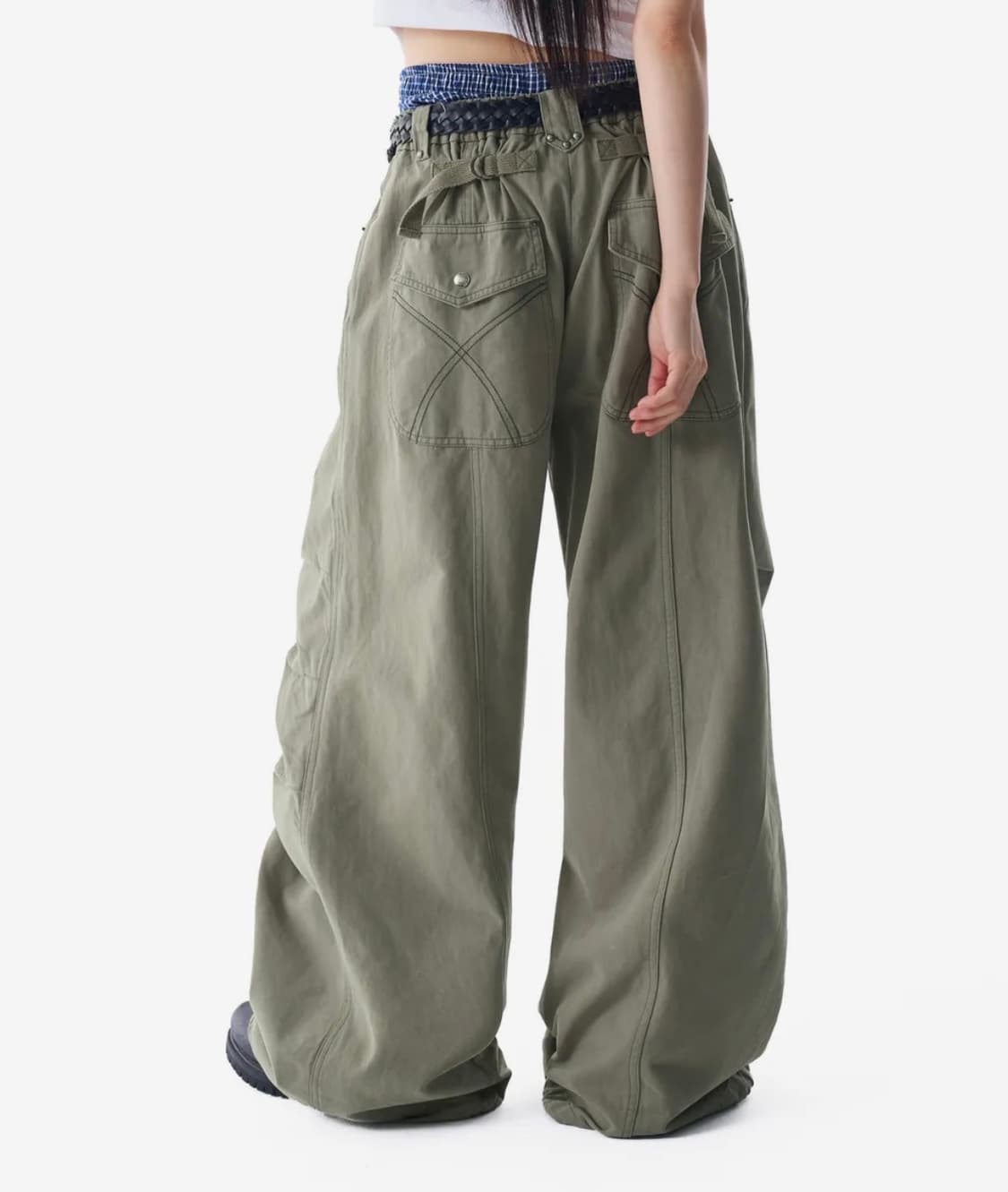 아캄 핀턱 스터드 코튼 팬츠 1 상품이미지3