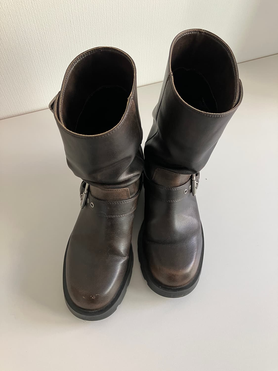 자라 레더 바이커부츠 브라운 상품이미지4