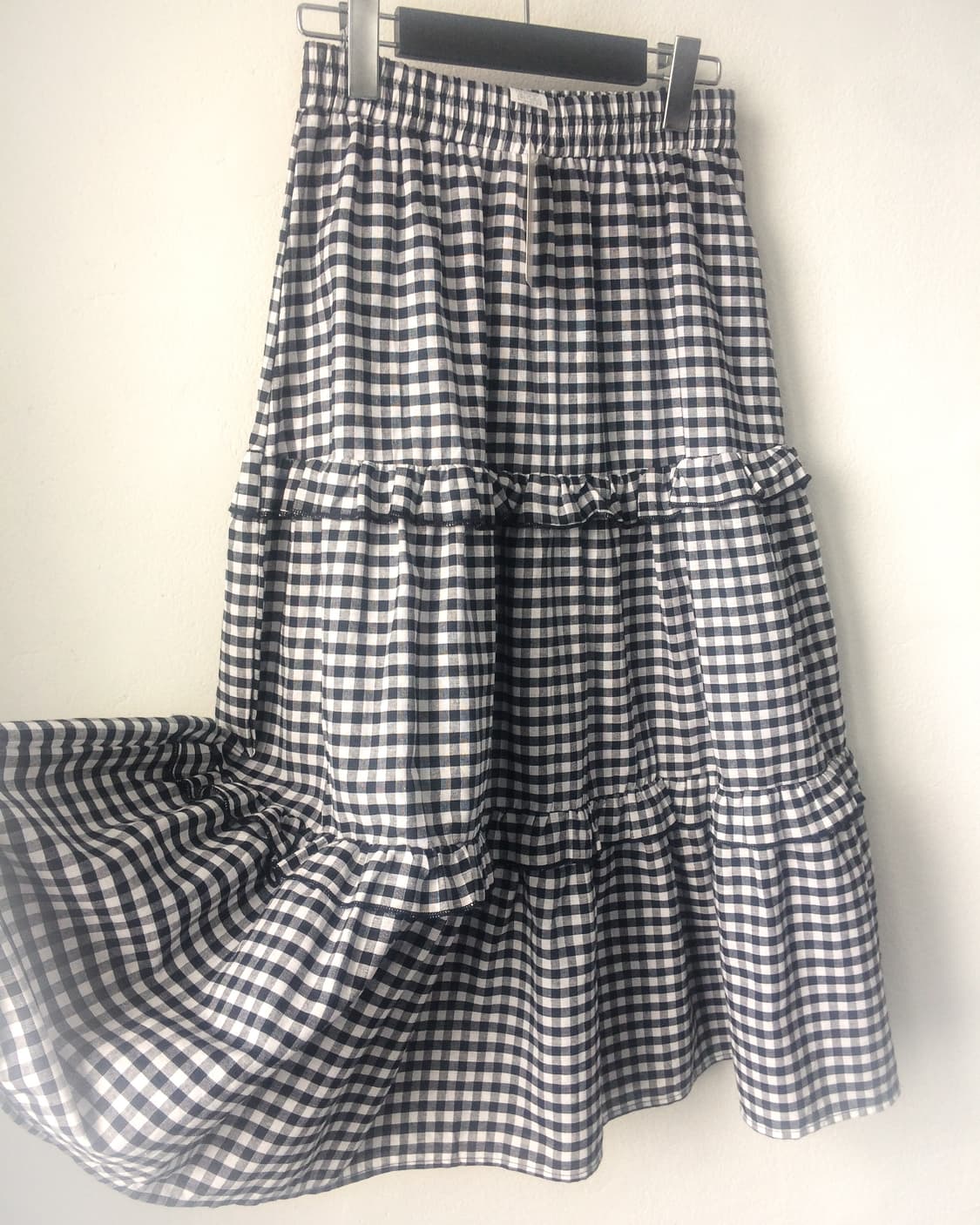 Frill layer check pattern long skirt 상품이미지2