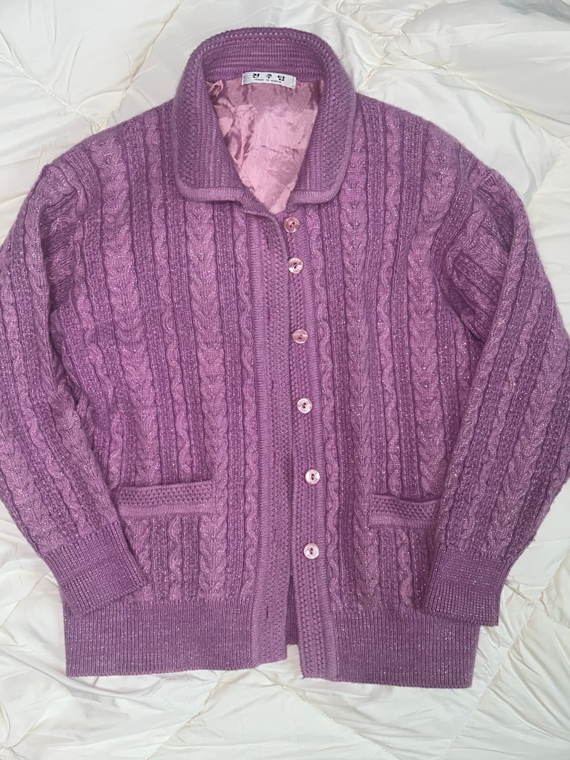 빈티지 할미깔 글리터 니트가디건 상품이미지2