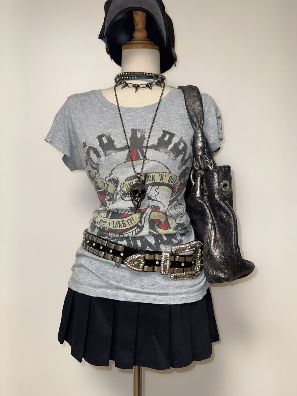 펑크 해골 그레이 탑 상품이미지4