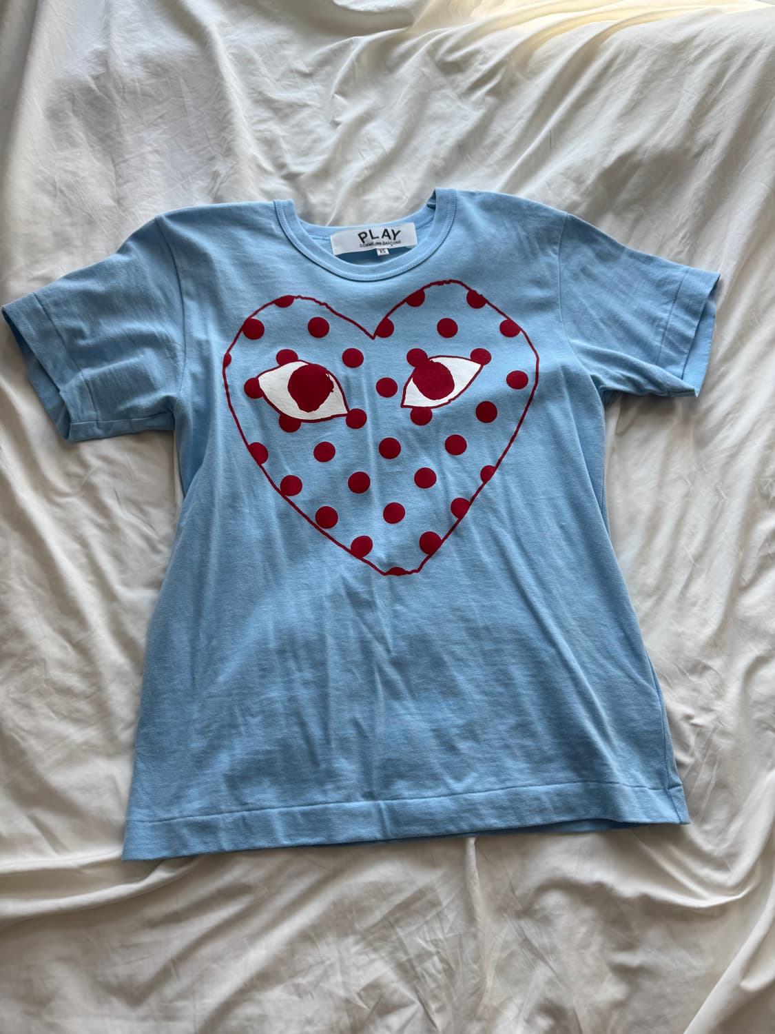 꼼데가르송 파스텔 폴카 닷 로고 티셔츠 블루 xs 상품이미지1