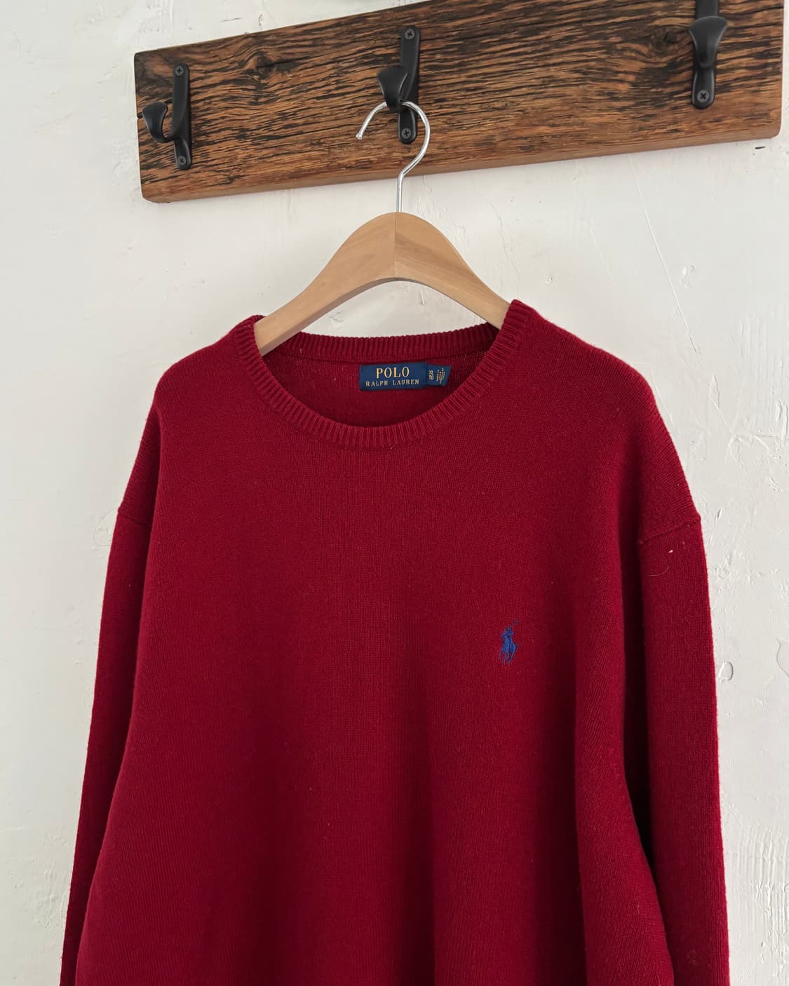 Polo 폴로 랄프로렌 신형 메리노울100 레드컬러 라운드넥 니트  상품이미지3