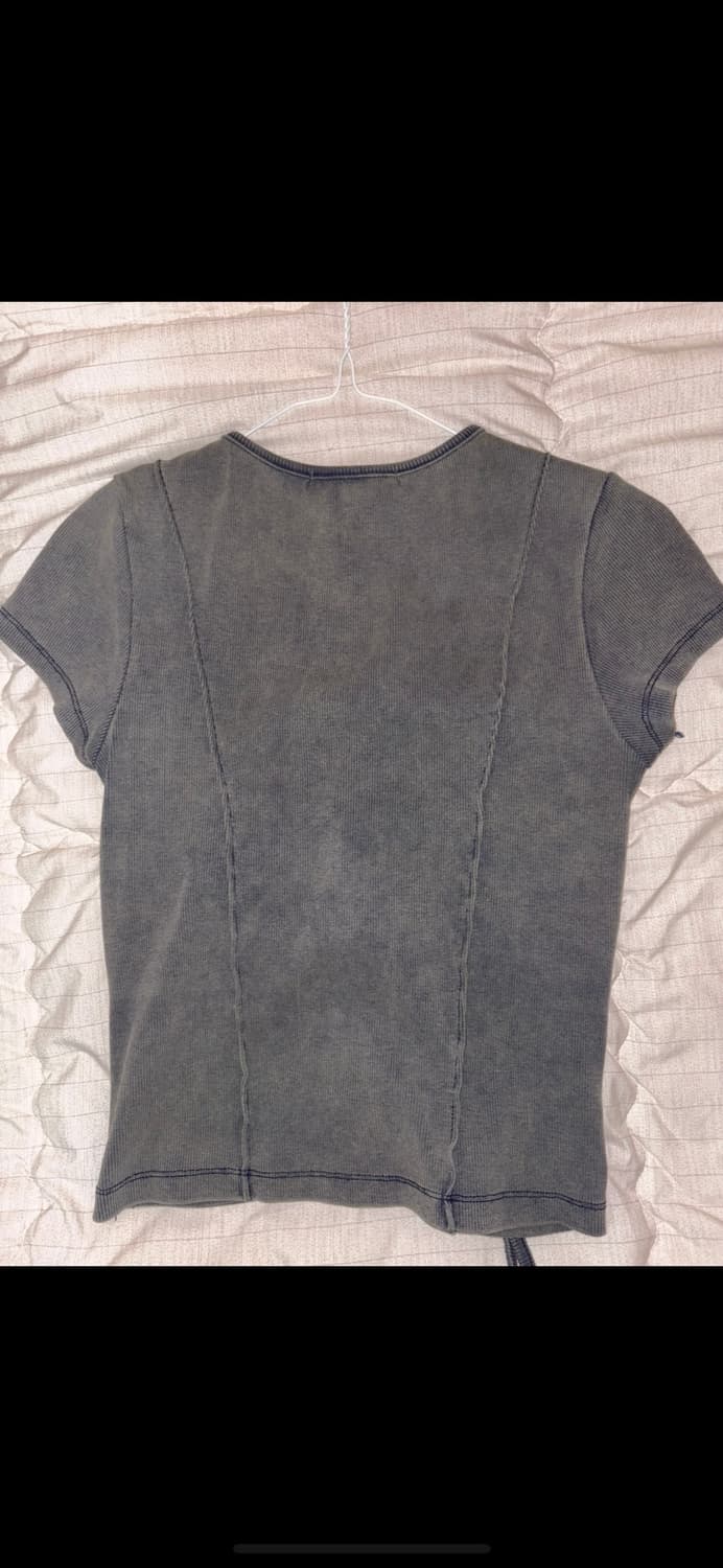 유즈 CUT OUT LACE-UP WASHING HALF SLEEVE T 상품이미지3
