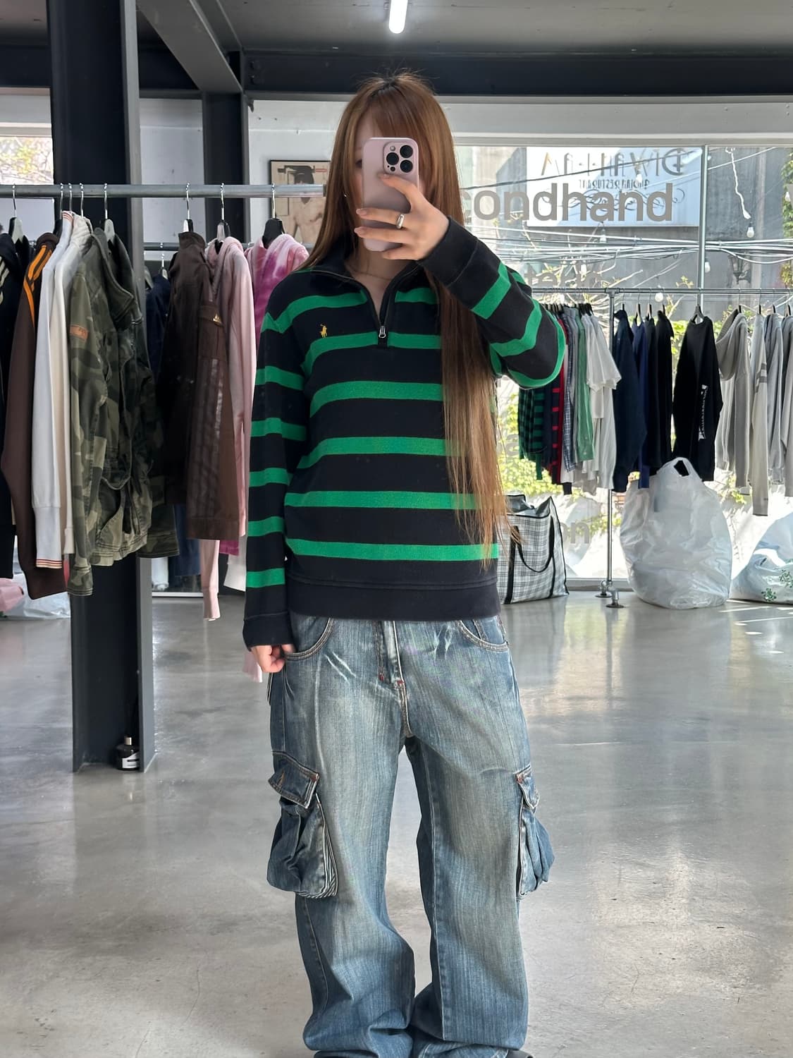 폴로랄프로렌 스트라이프 하프넥 긴팔집업 상품이미지2