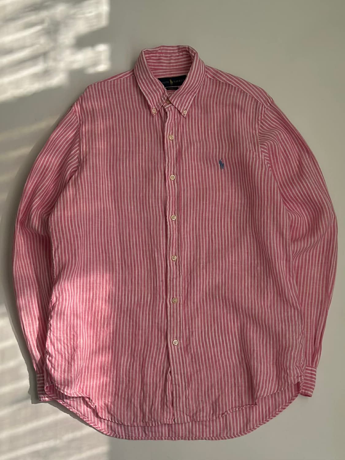 [M] 폴로 랄프로렌 핑크 스트라이프 린넨 셔츠 클래식핏 상품이미지1