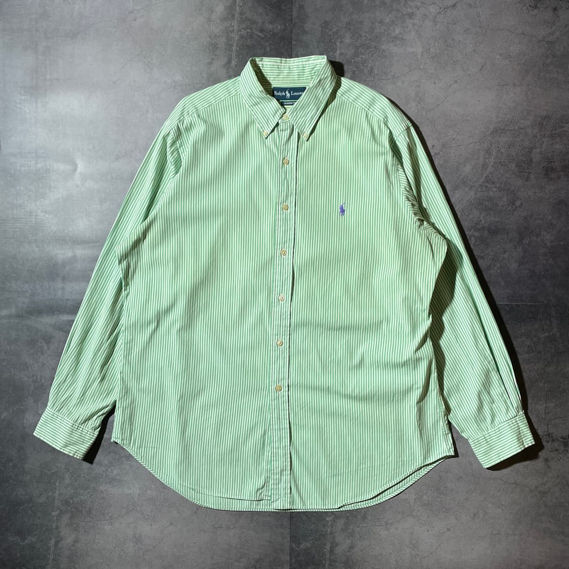 RALPH LAUREN 랄프로렌 빈티지 그린 스트라이프 코튼 셔츠 상품이미지1