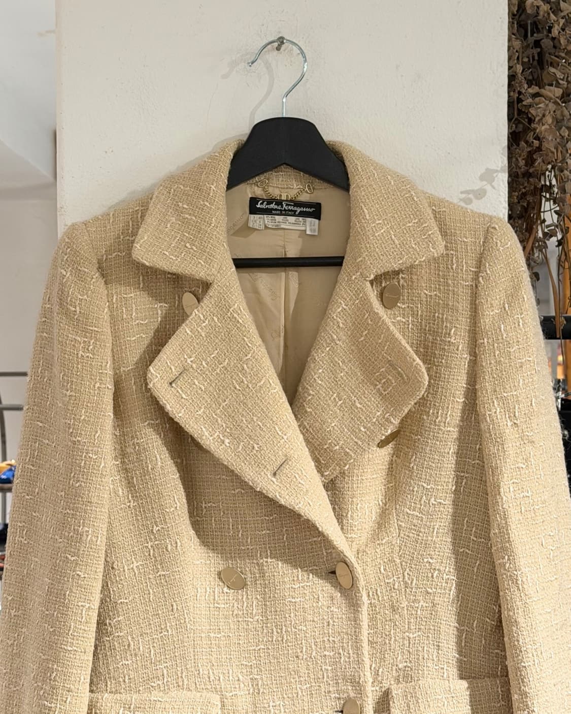 살바토레 페라가모 라이트골드 울 트위드 더블버튼 롱코트 상품이미지4