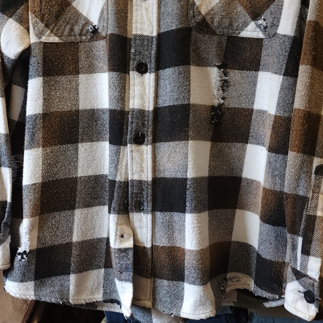 90s 아메리칸 빈티지 체크셔츠 헤비 플란넬 워크셔츠 윈도우 체크 xl 상품이미지7