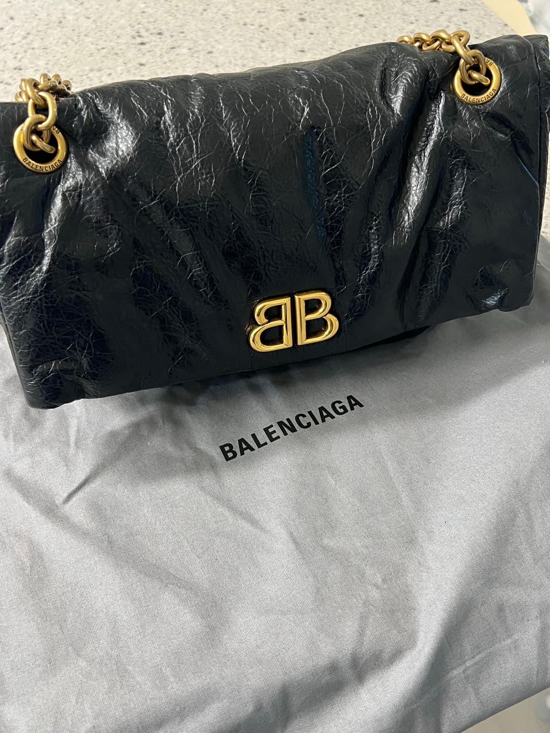 [5회이하착용] 발렌시아가 모나코 백 스몰S 블랙_더스트백,보증서 포함 상품이미지4