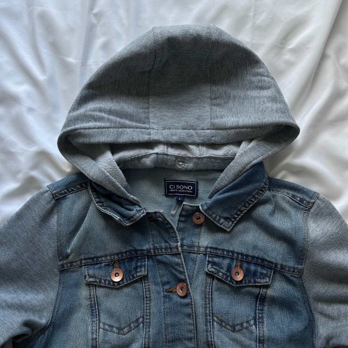 빈티지 후드 레이어드 데님자켓 상품이미지6