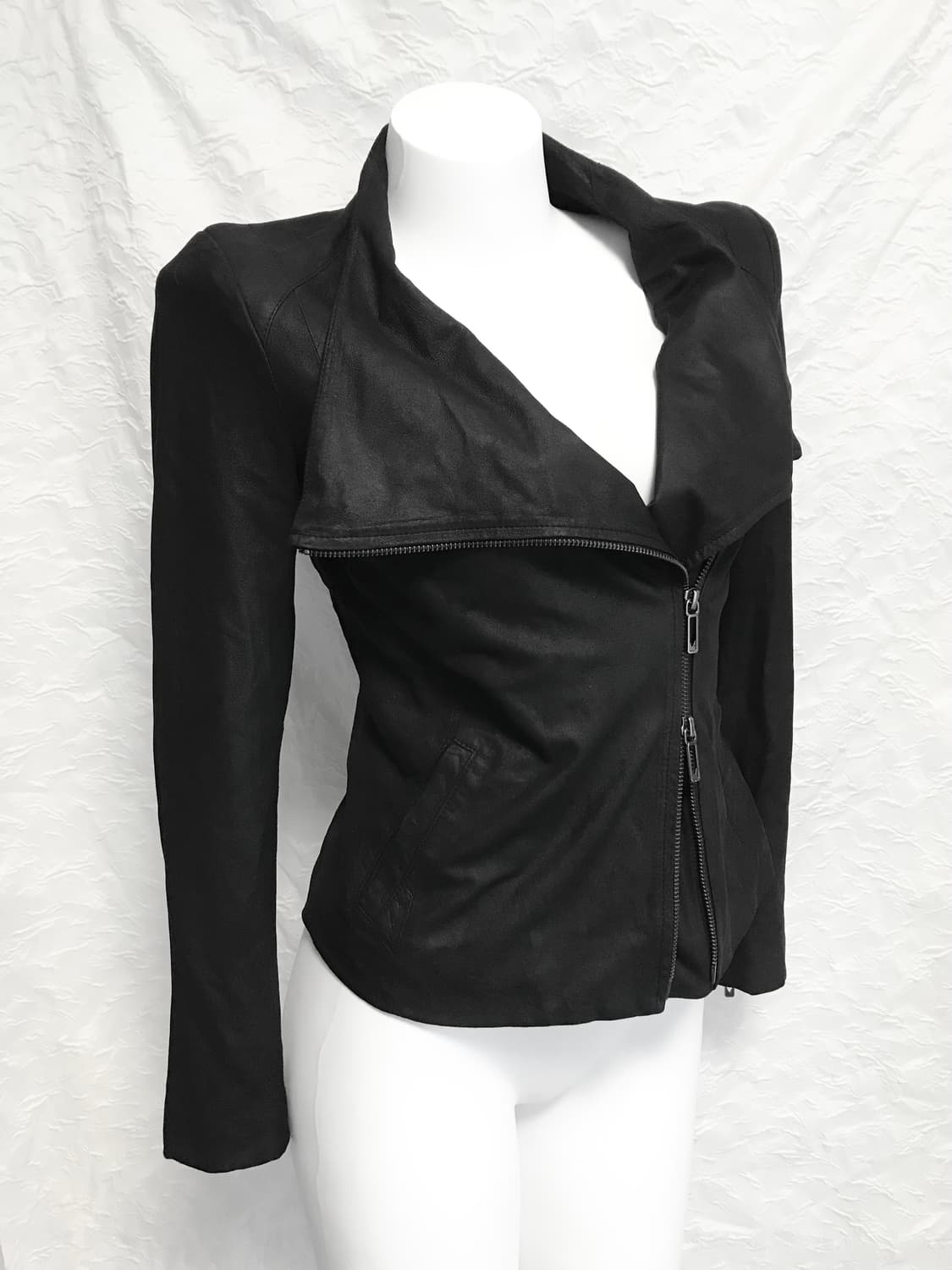 빈티지 투웨이 사선 지퍼 레더 자켓 상품이미지3