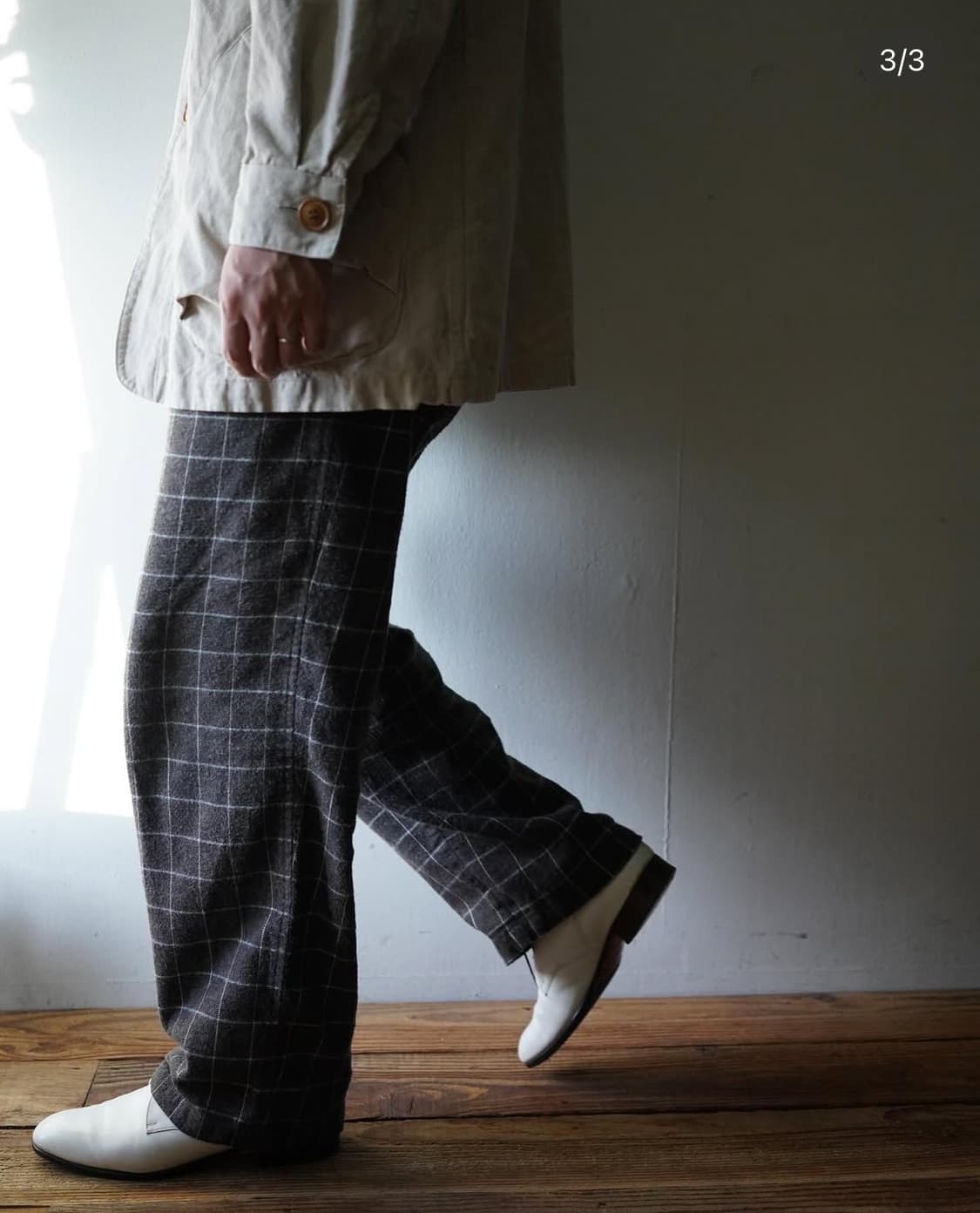오늘만)워드로브41 타이업 체크팬츠 카키check pants 상품이미지1
