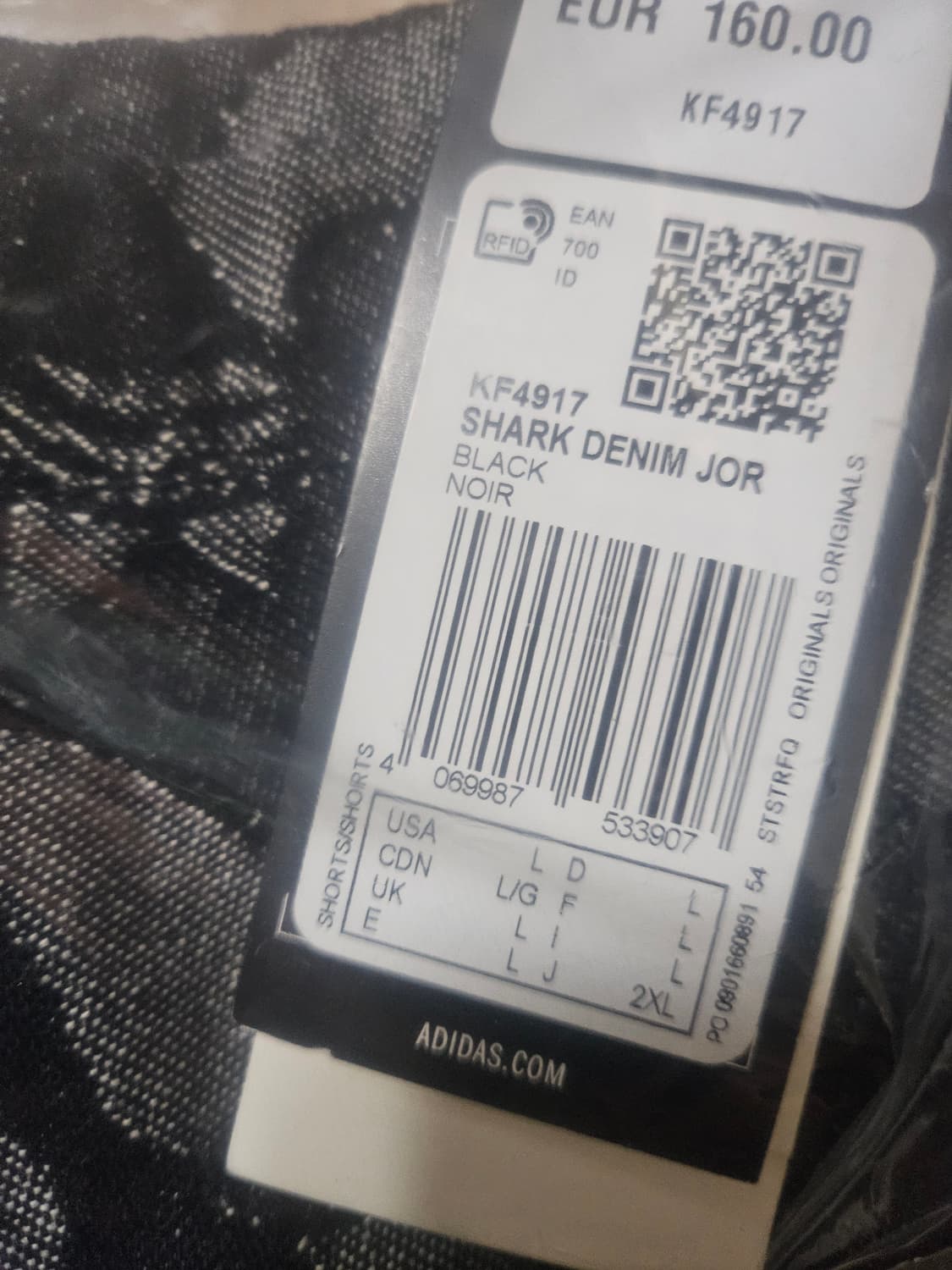 아디다스 x 베이프 샤크 데님 반바지 블랙 상품이미지3