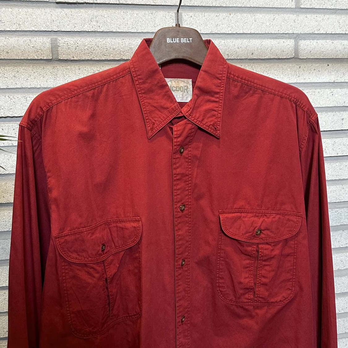 USA VINTAGE 긴팔 워크 셔츠 투포켓 디테일 버건디 레드 상품이미지4